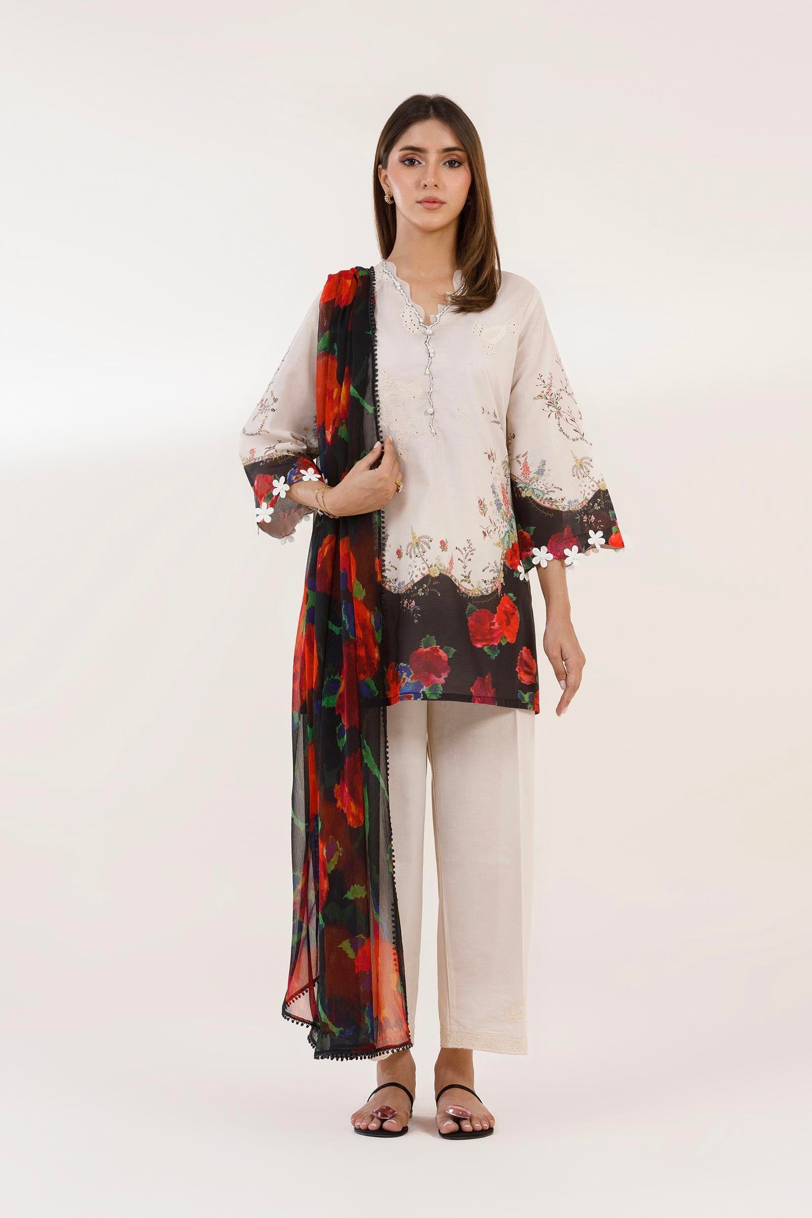 Stitched Embroidered Muzlin Suit