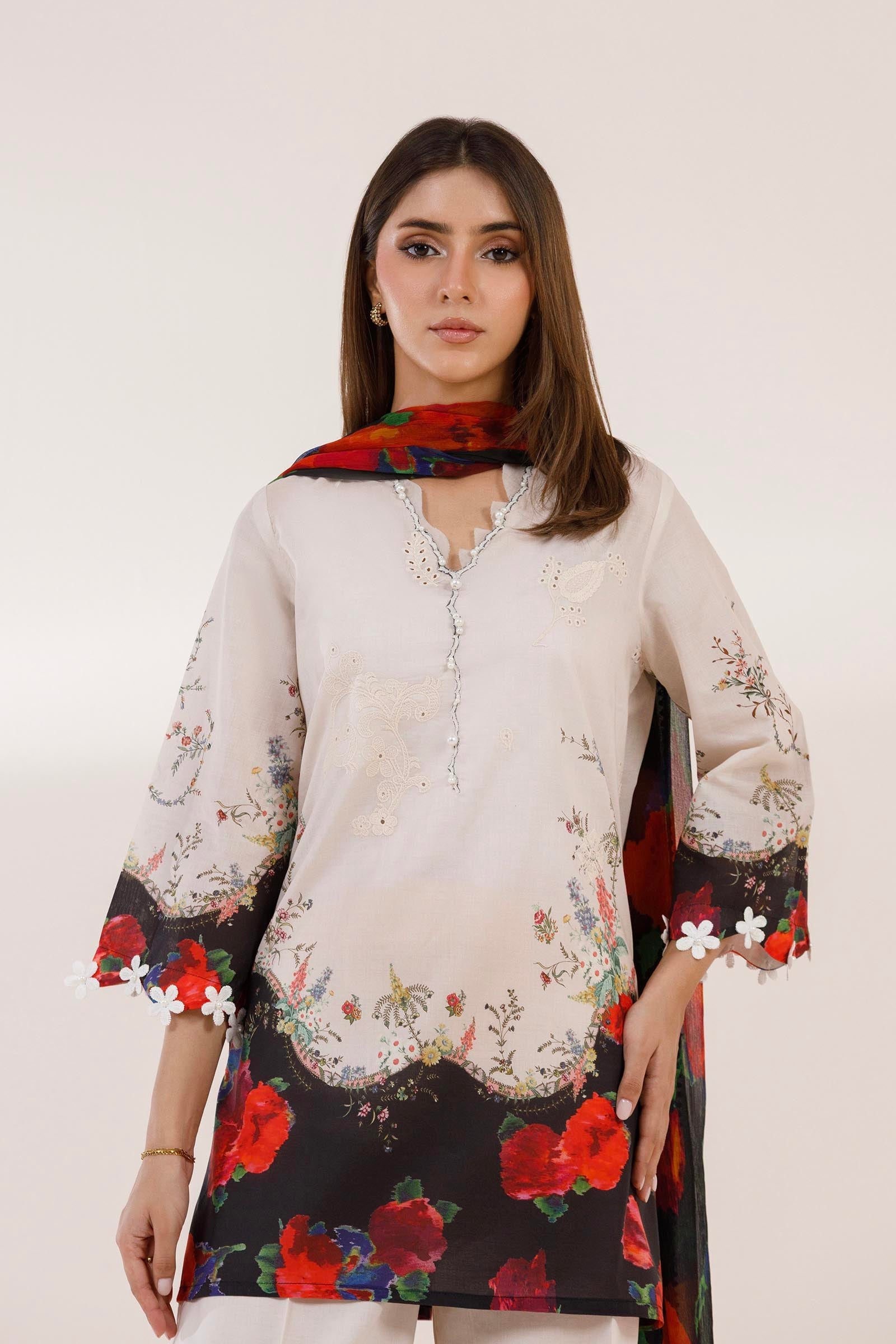 Stitched Embroidered Muzlin Suit