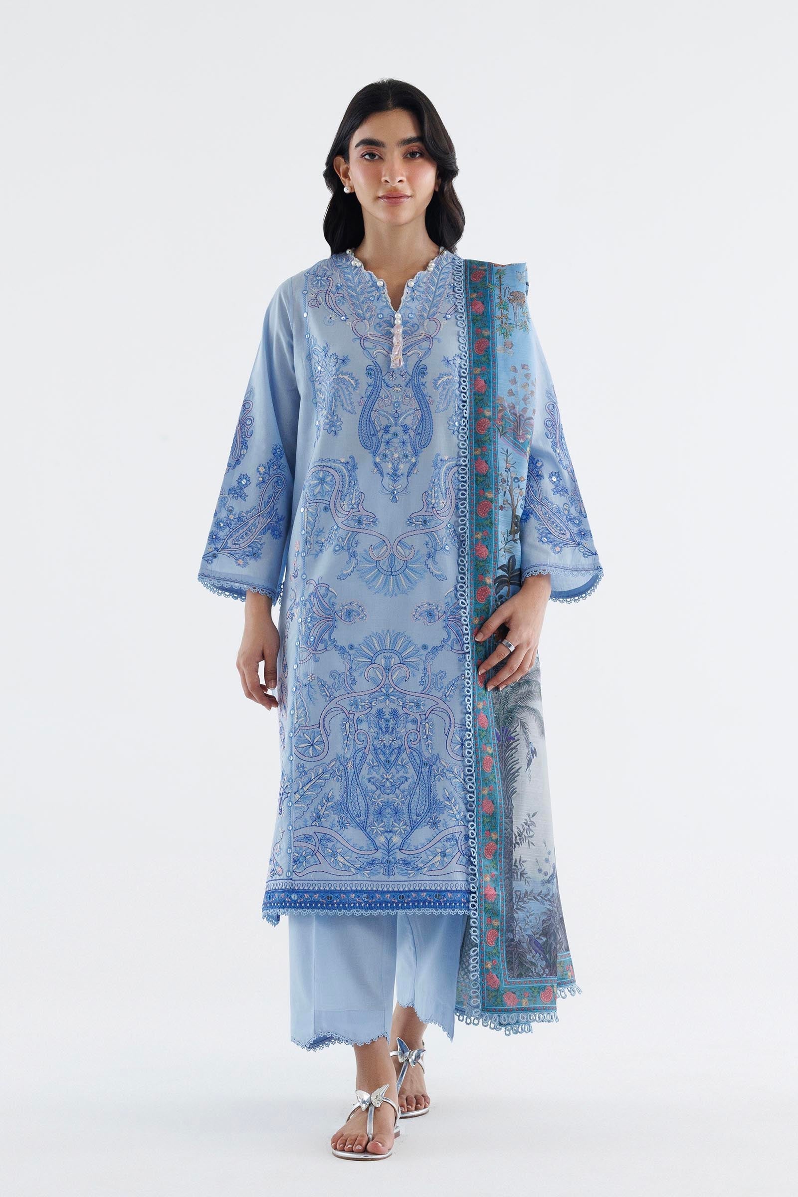 Stitched Embroidered Cambric Suit