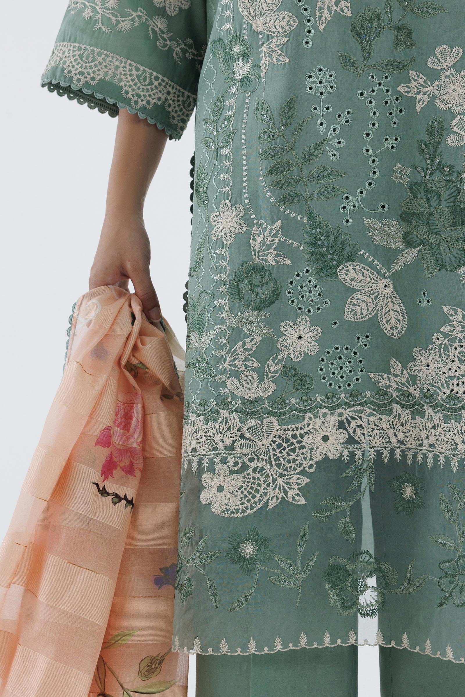 Stitched Embroidered Cambric Suit