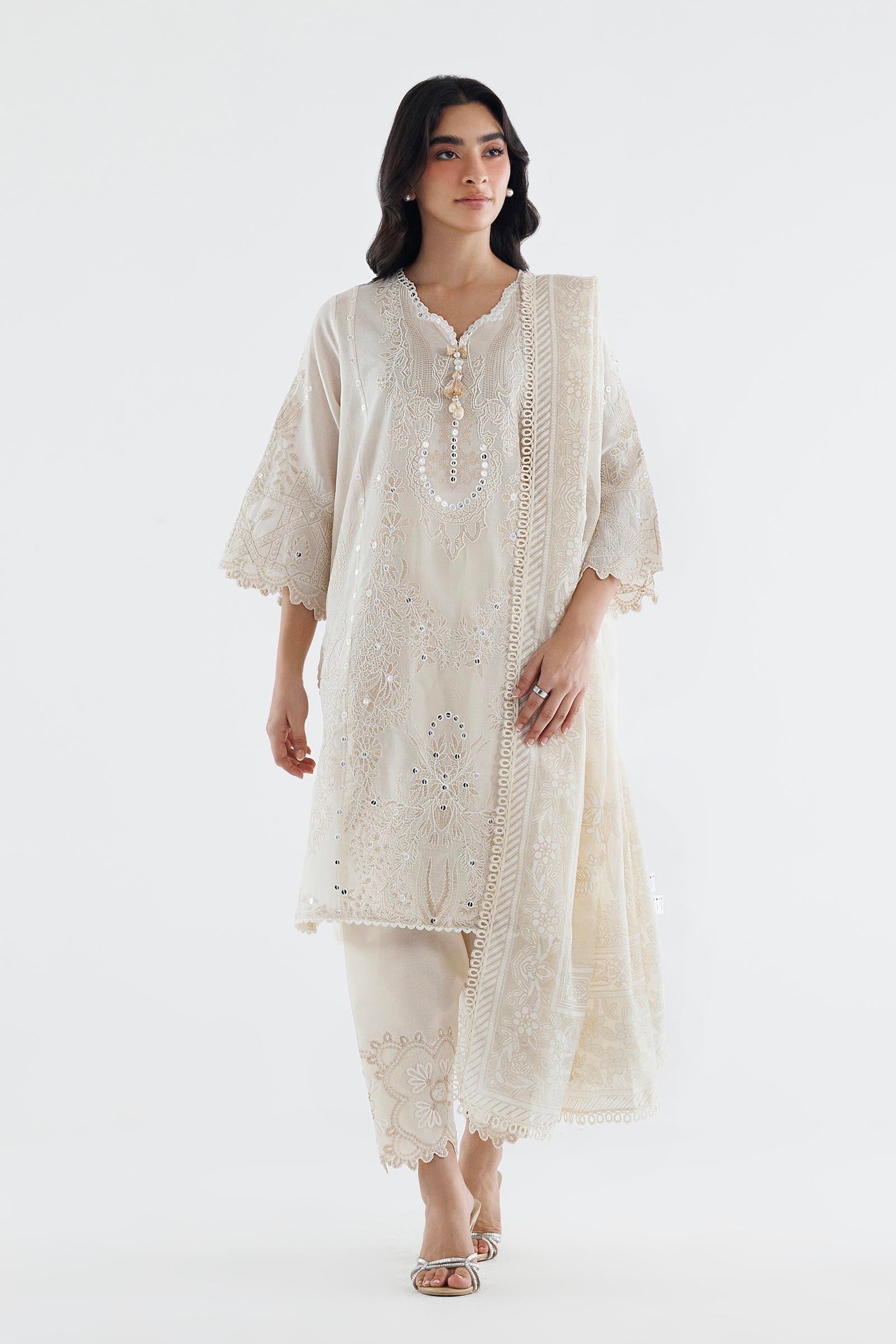 Stitched Embroidered Cambric Suit
