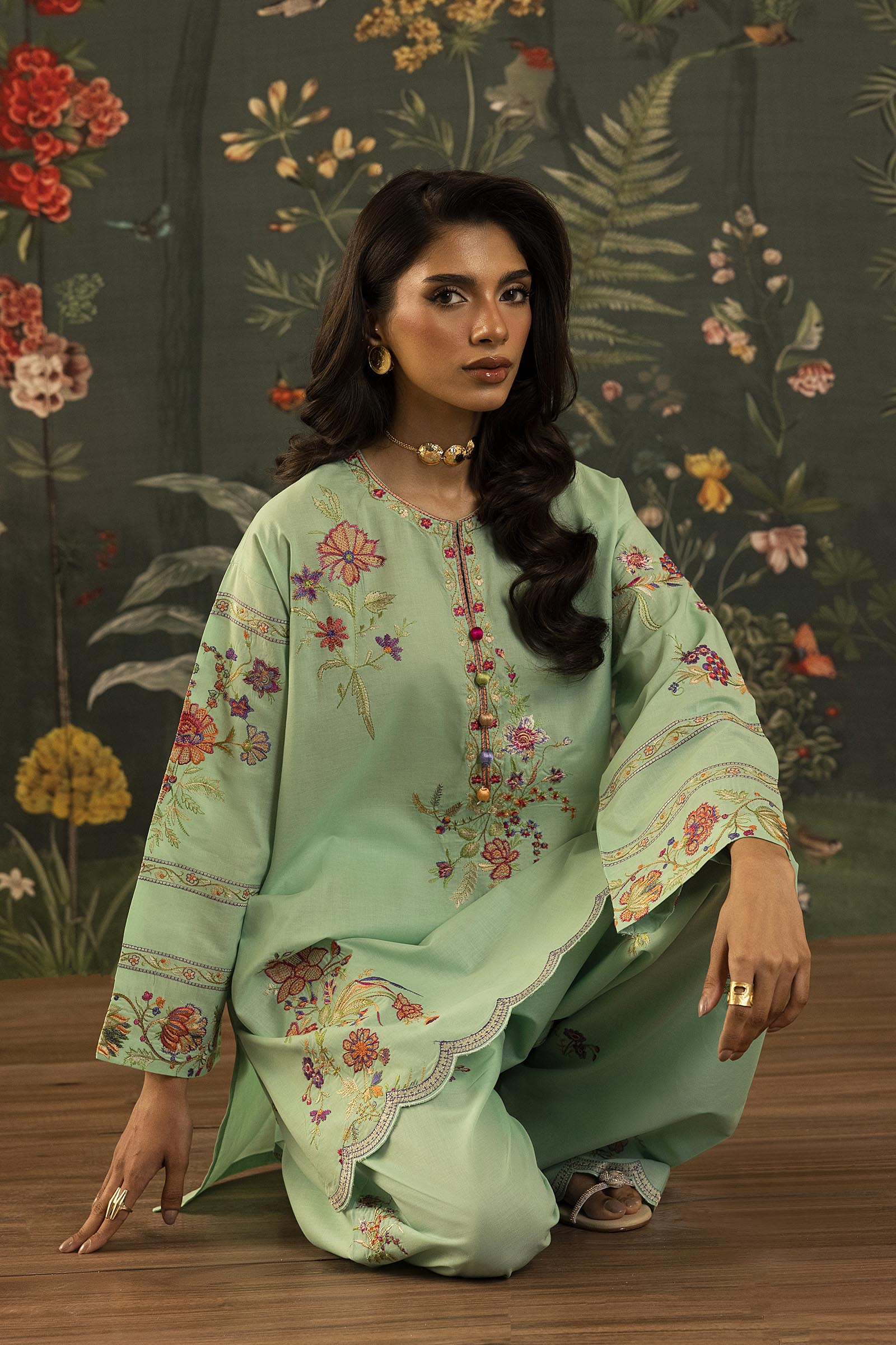 Stitched Embroidered Lawn Shirt + Shalwar