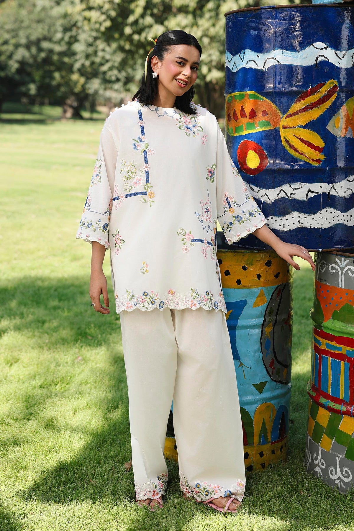 Stitched Embroidered Lawn Shirt+ Shalwar