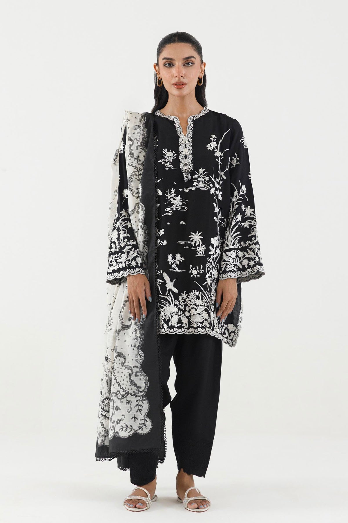 Stitched Embroidered Raw Silk Suit