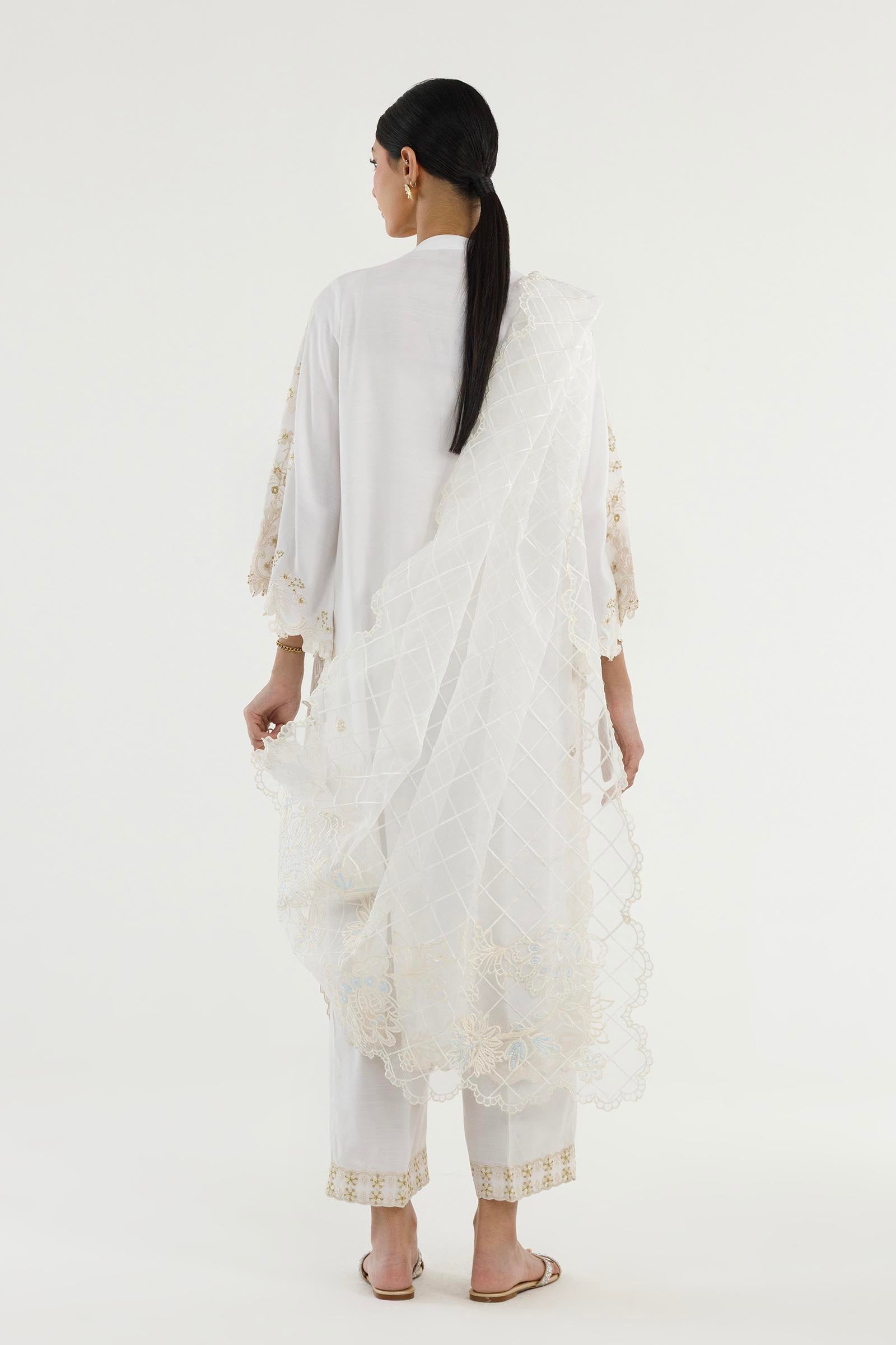 Stitched Embroidered Raw Silk Suit