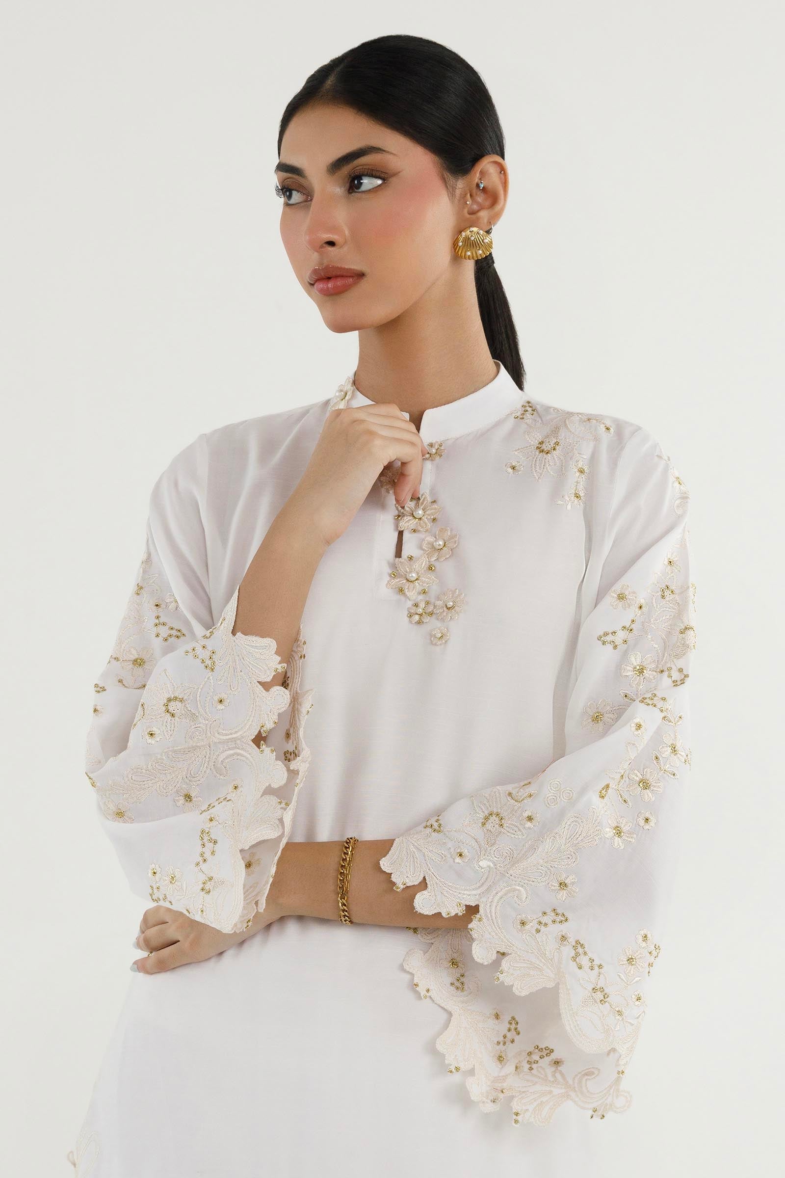 Stitched Embroidered Raw Silk Suit