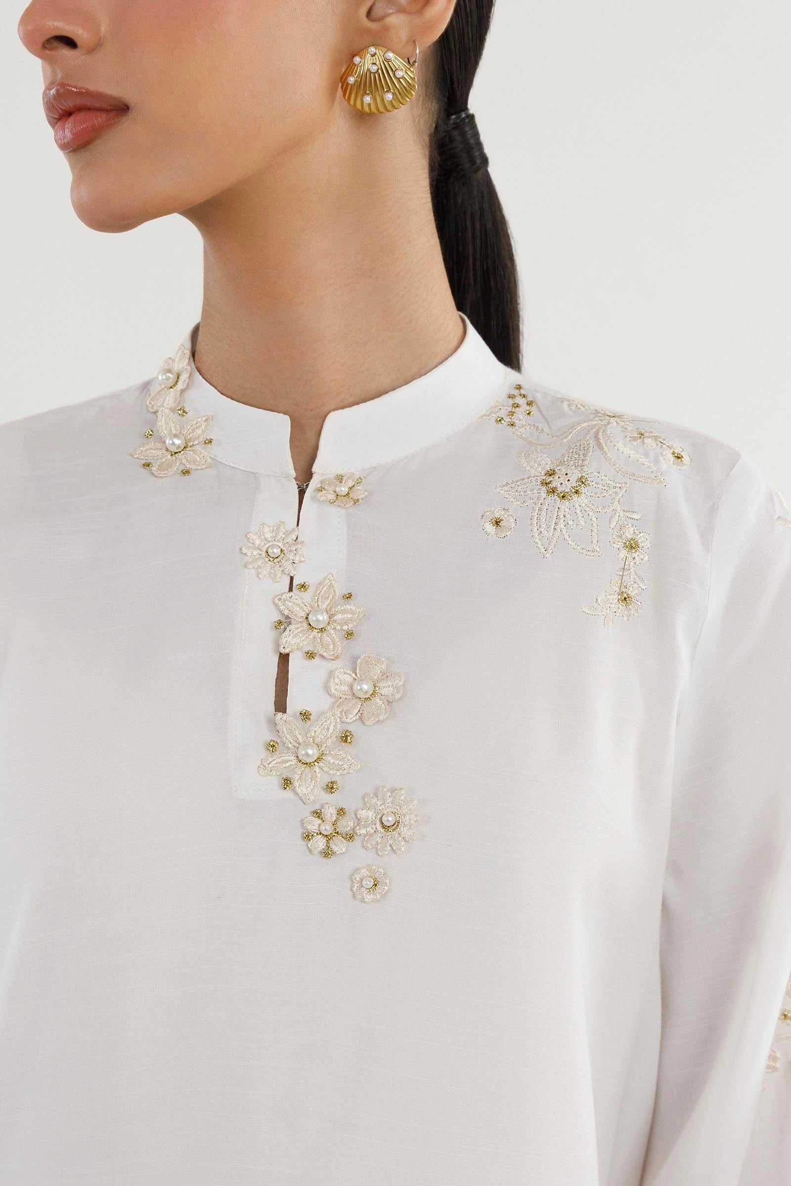 Stitched Embroidered Raw Silk Suit