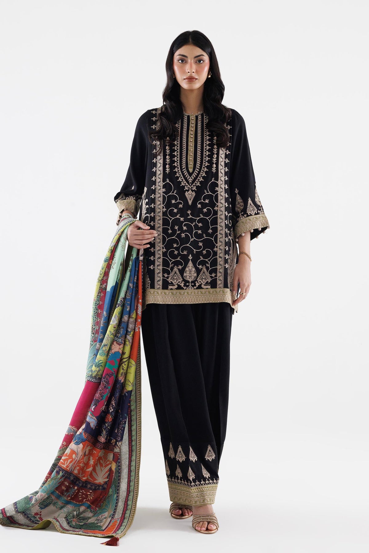 Stitched Embroidered Raw Silk Suit
