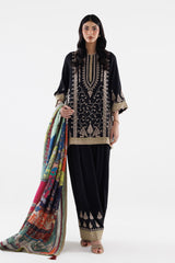 Stitched Embroidered Raw Silk Suit