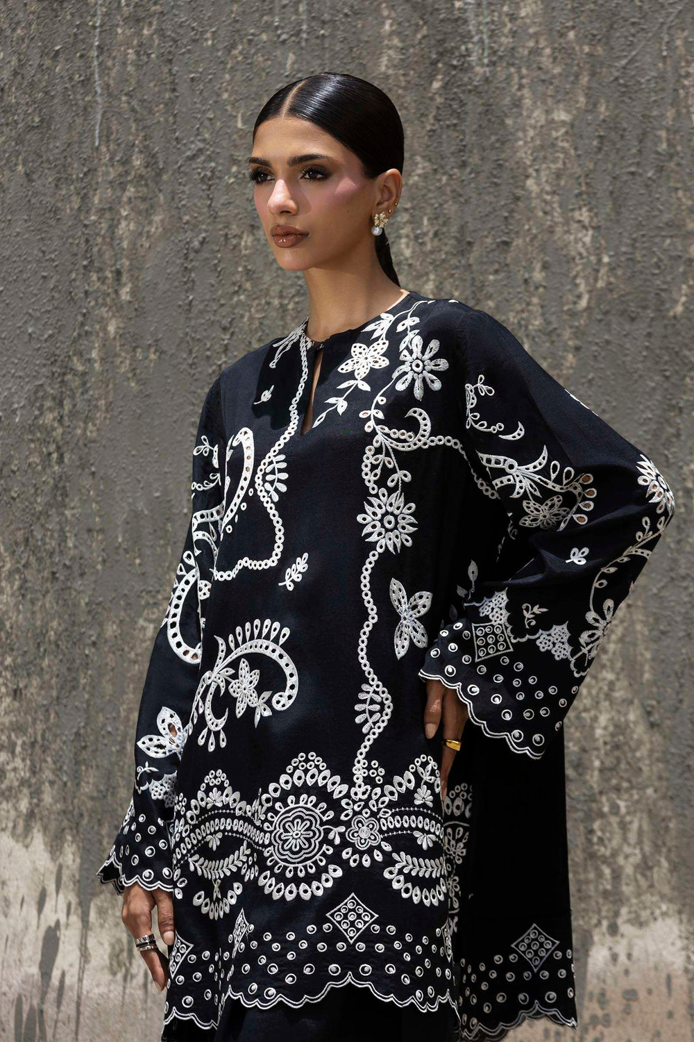 Stitched Embroidered Raw Silk Shirt+ Shalwar
