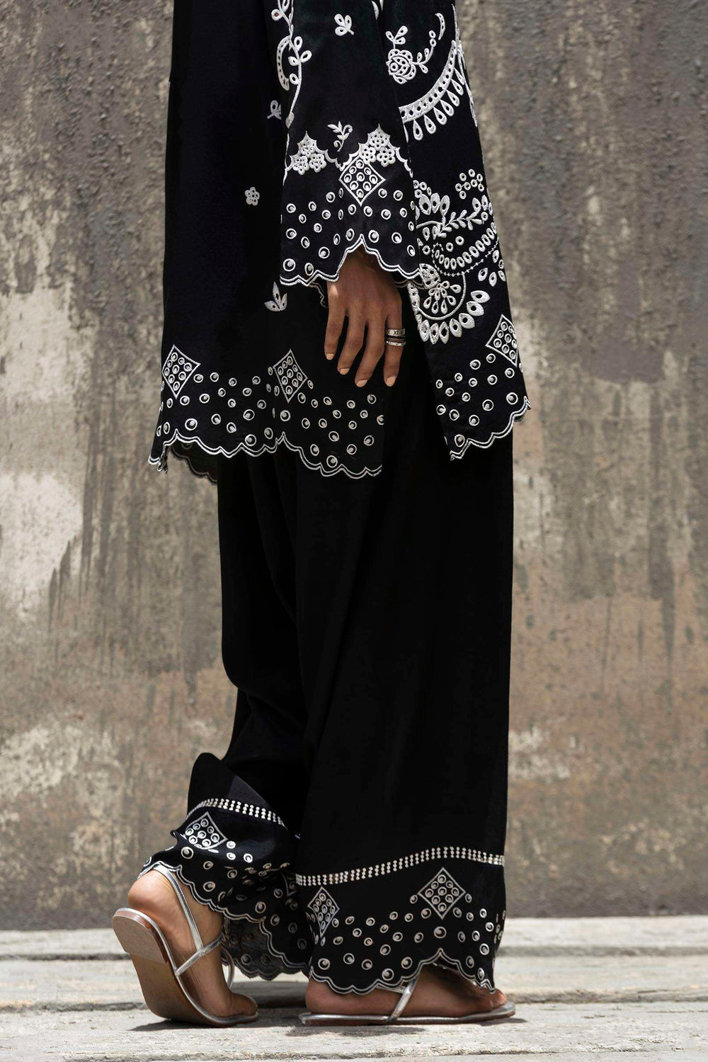 Stitched Embroidered Raw Silk Shirt+ Shalwar