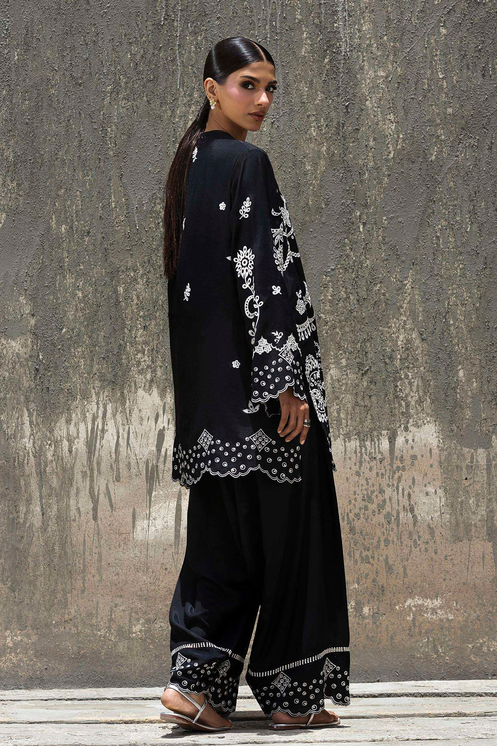 Stitched Embroidered Raw Silk Shirt+ Shalwar