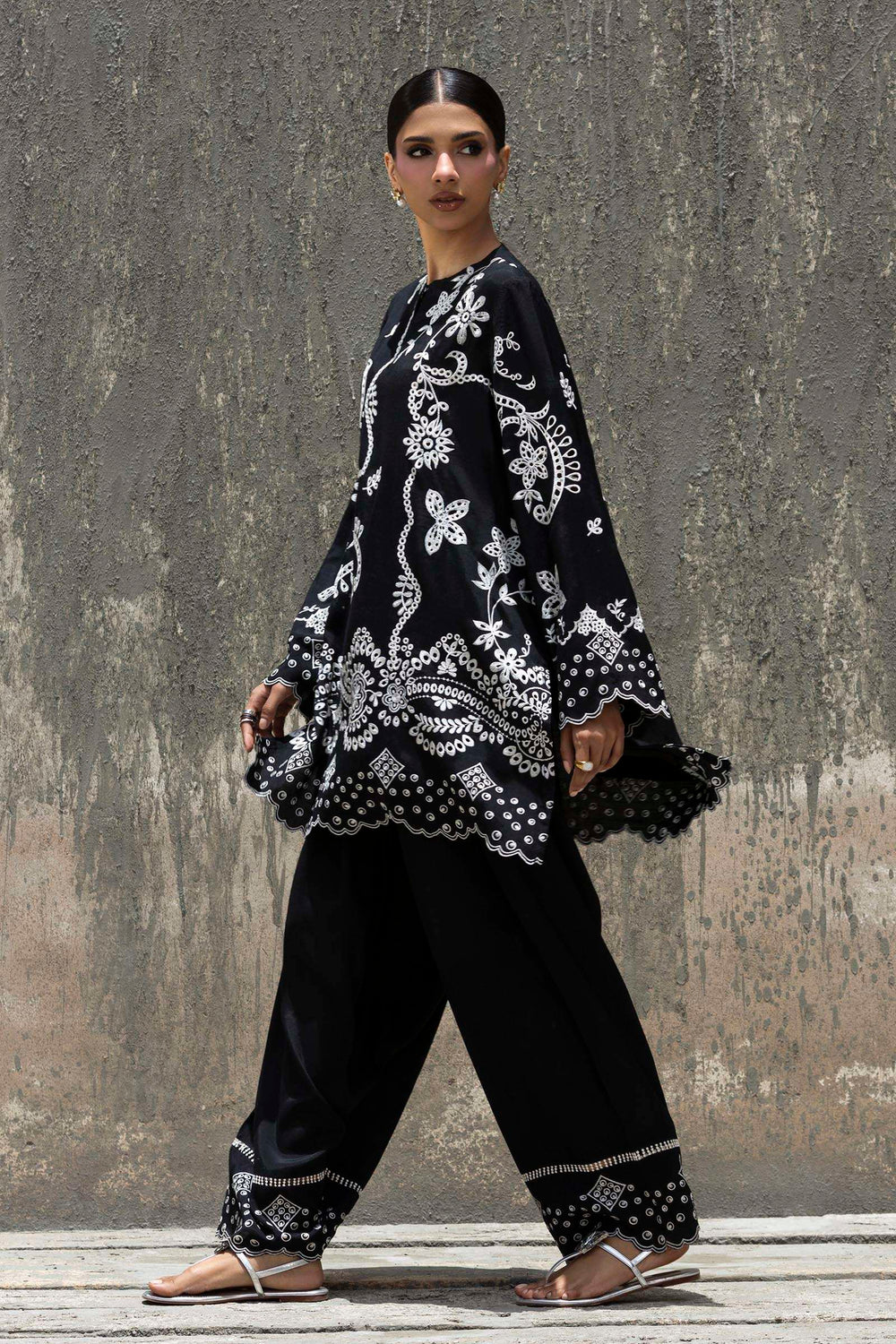 Stitched Embroidered Raw Silk Shirt+ Shalwar