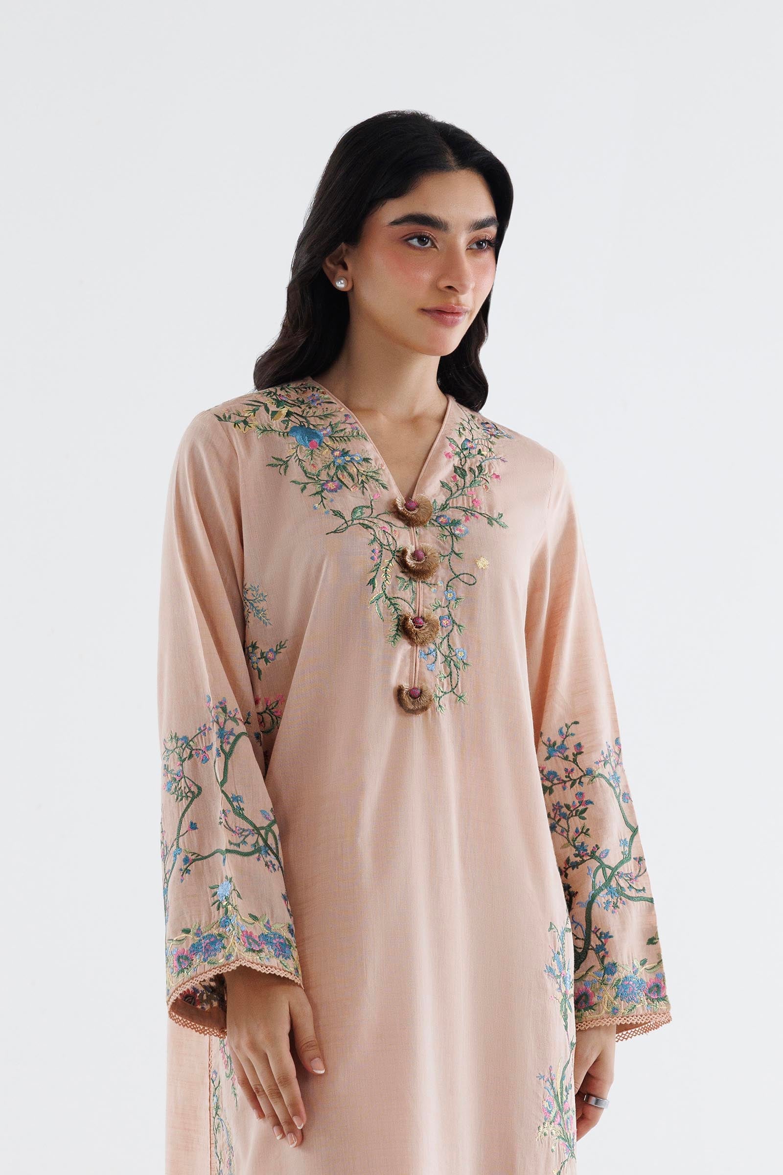 Stitched Embroidered Chambary Shirt+ Culotte