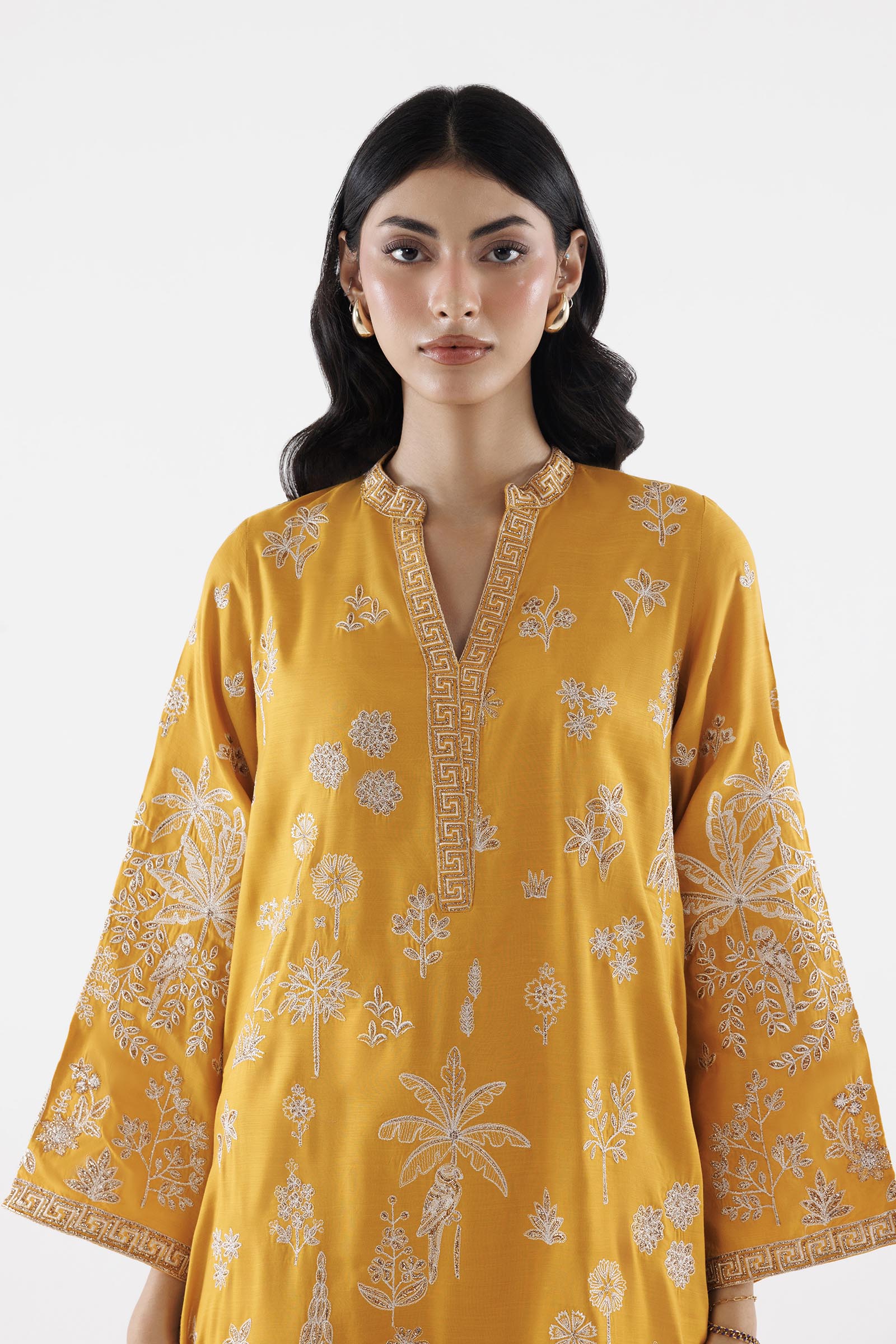 Stitched Embroidered Raw Silk Suit
