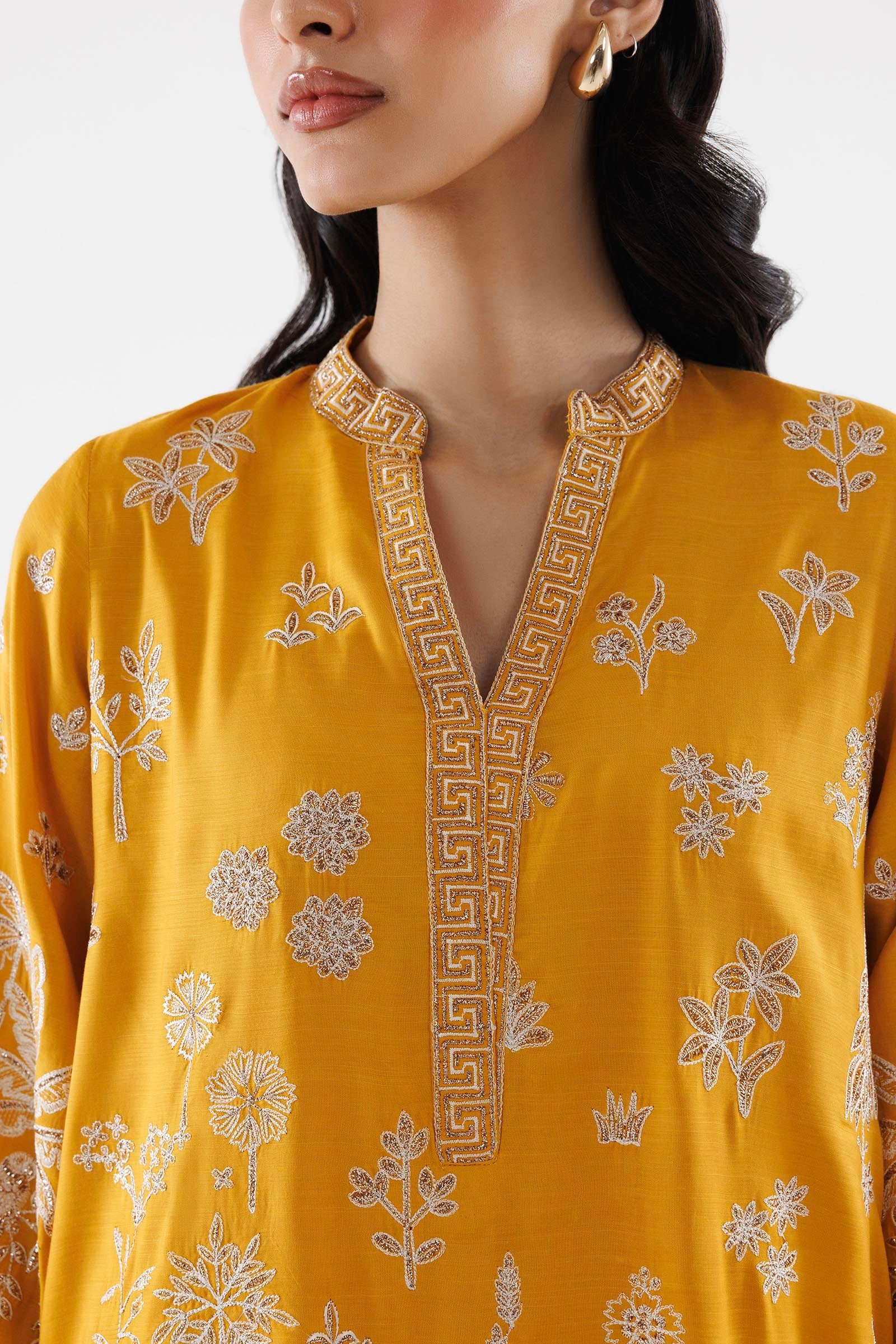 Stitched Embroidered Raw Silk Suit