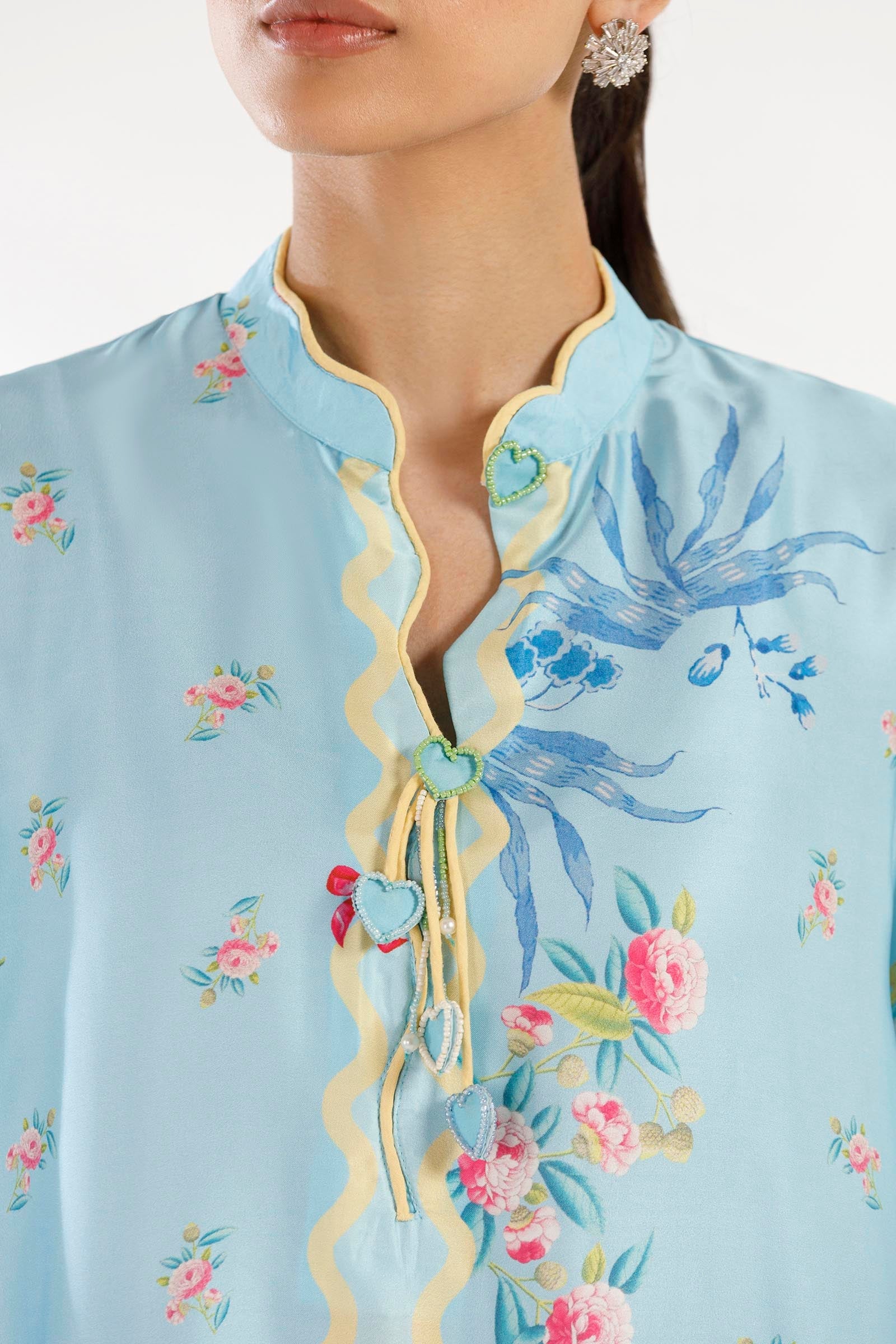 Stitched Printed Satin Shirt + Culotte