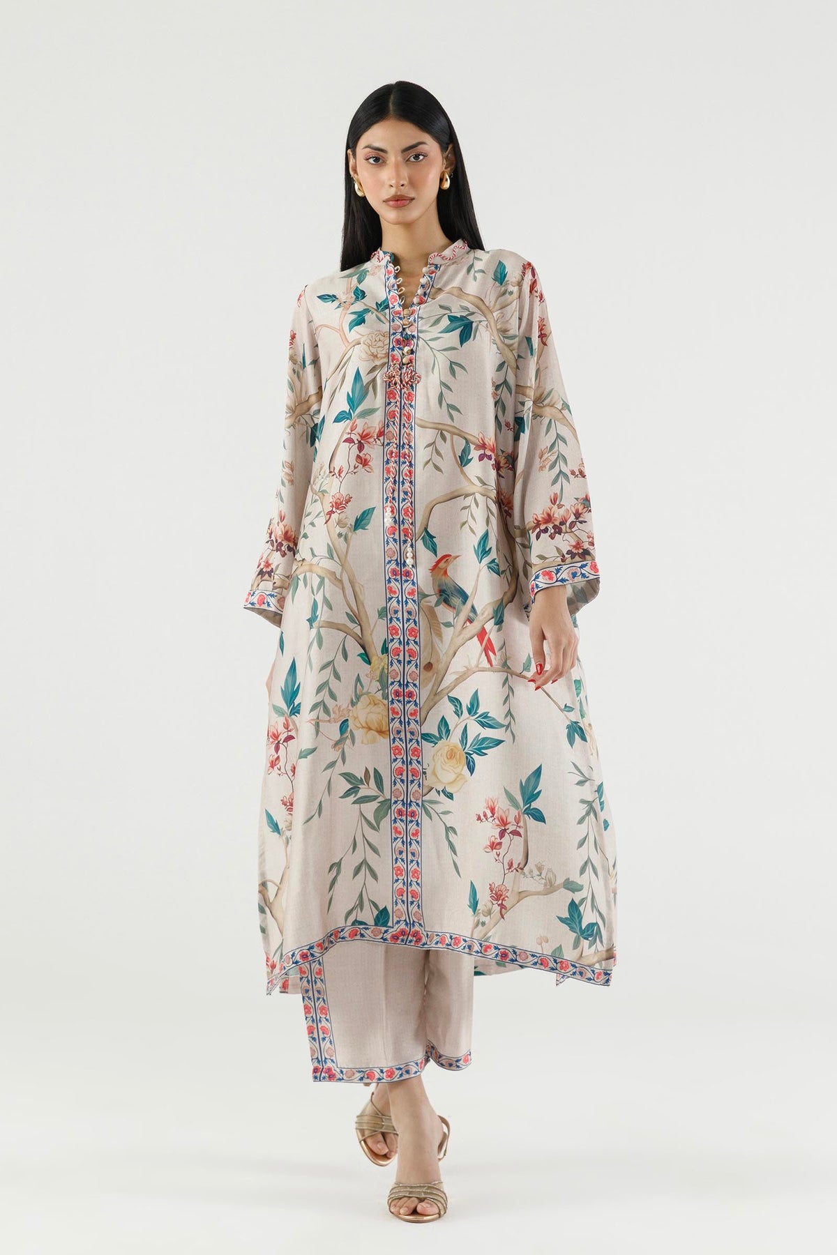 Stitched Printed Satin Shirt + Culotte