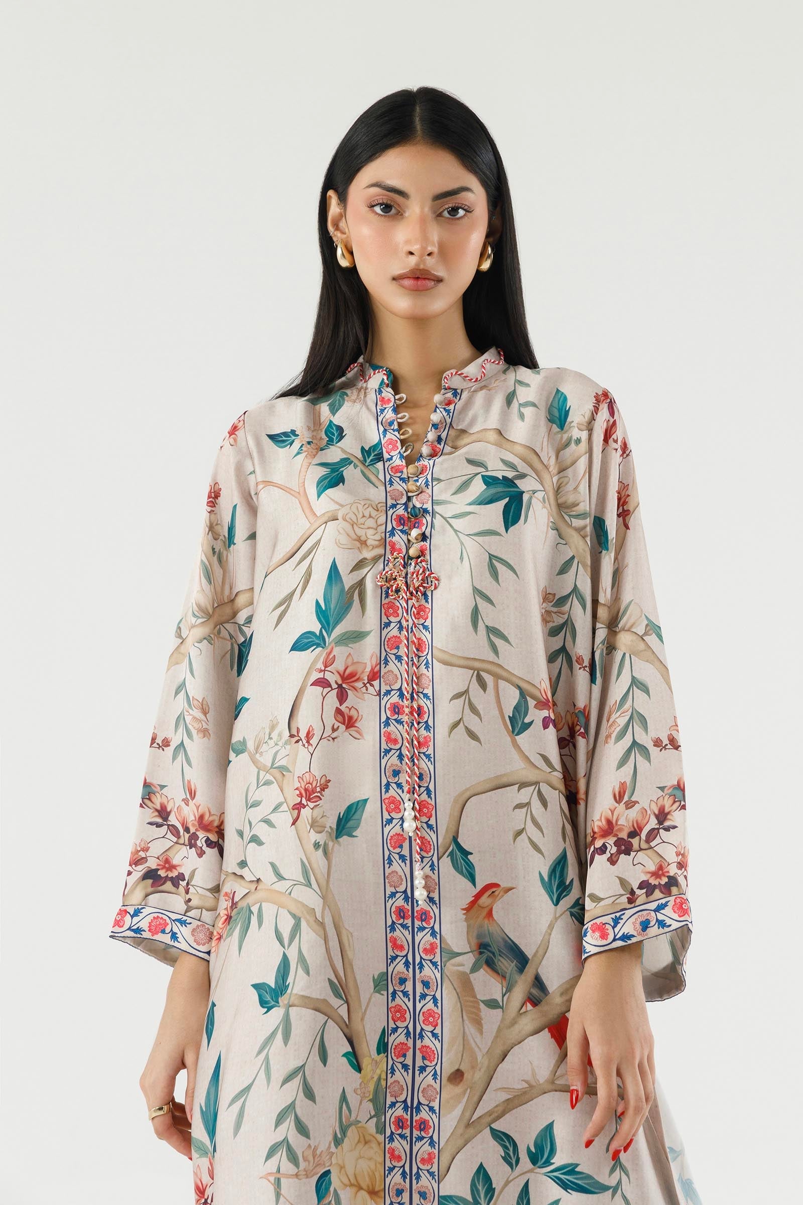Stitched Printed Satin Shirt + Culotte