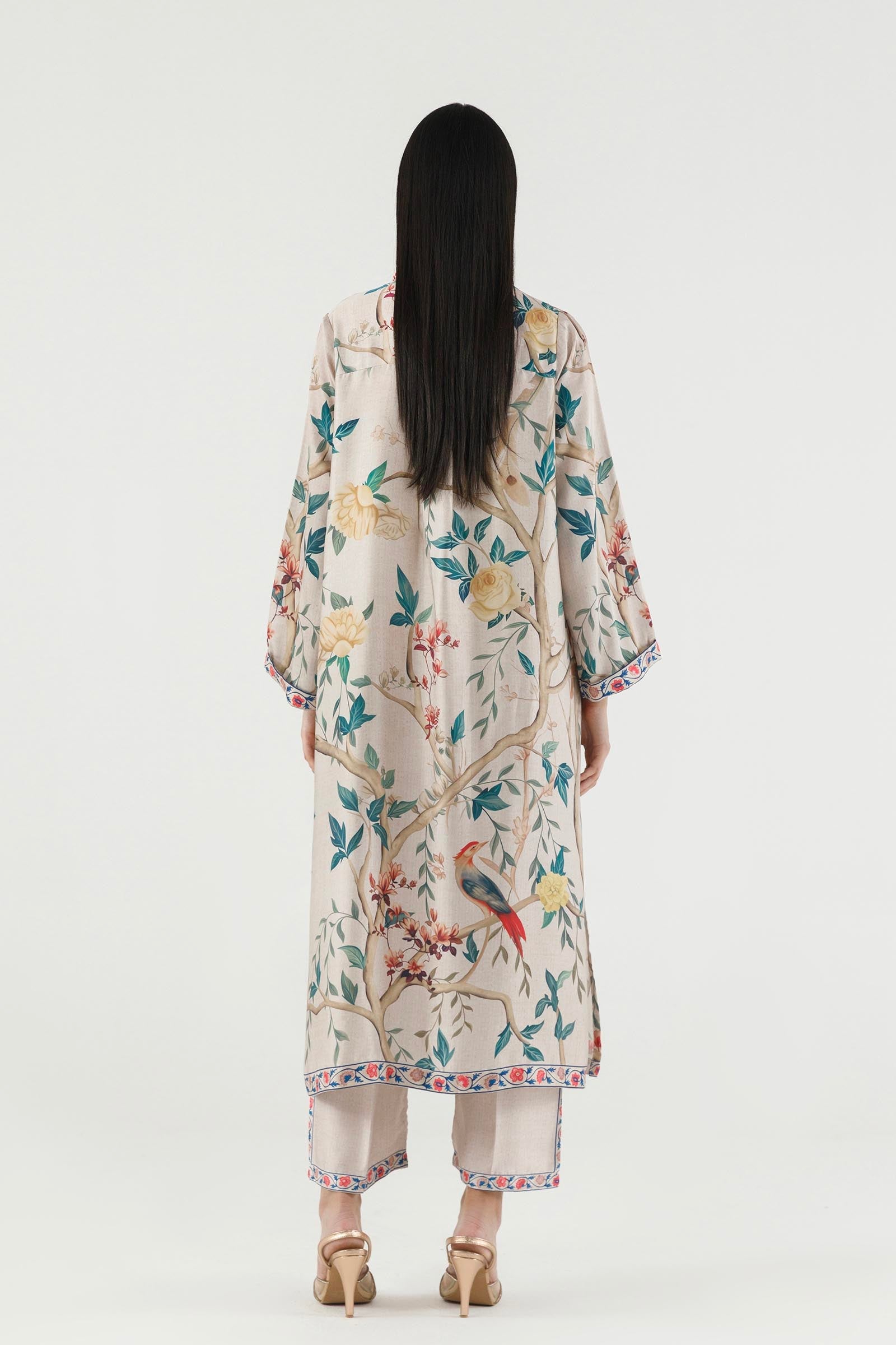 Stitched Printed Satin Shirt + Culotte
