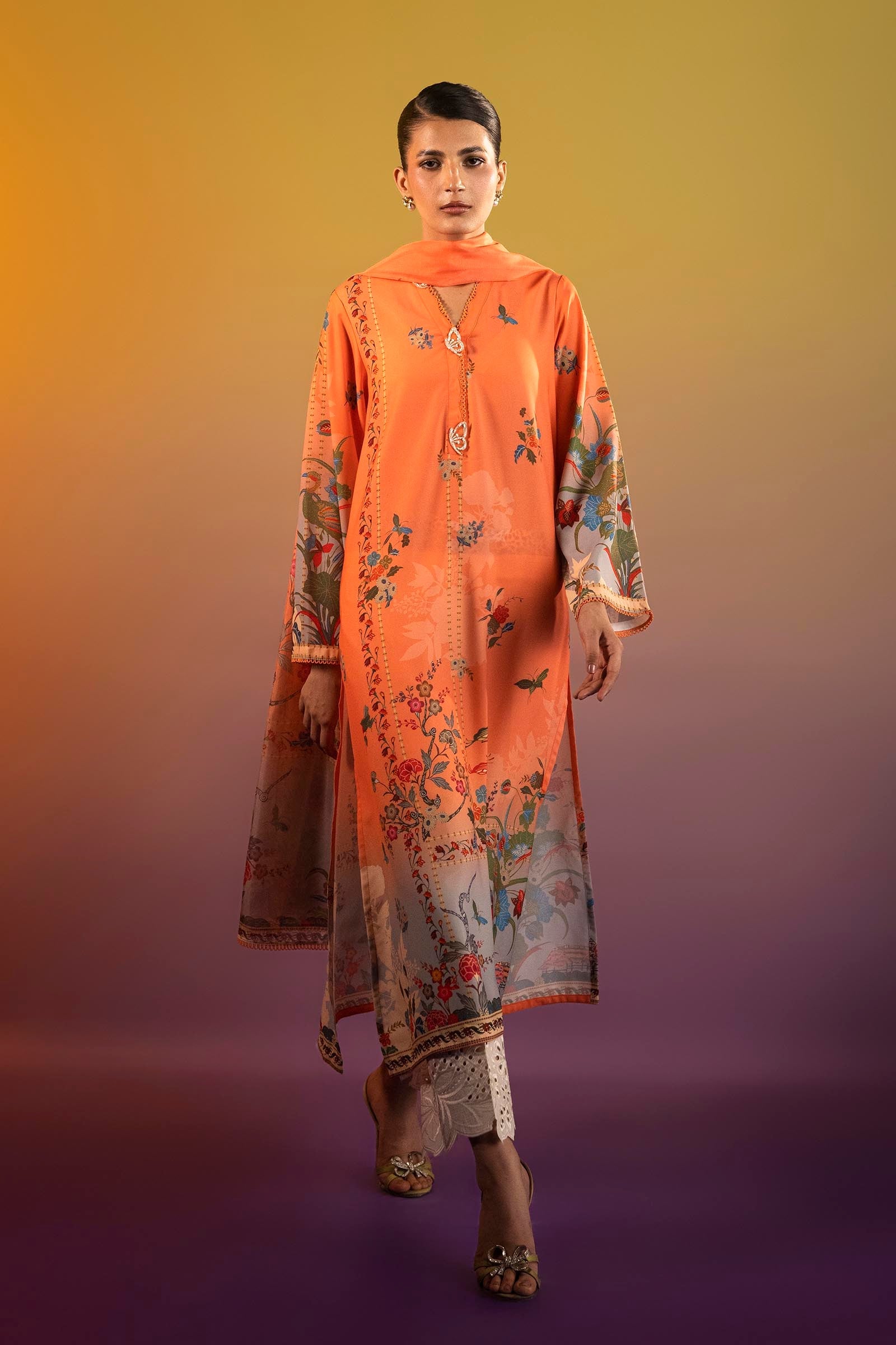Stitched Printed Crepe Shirt + Dupatta