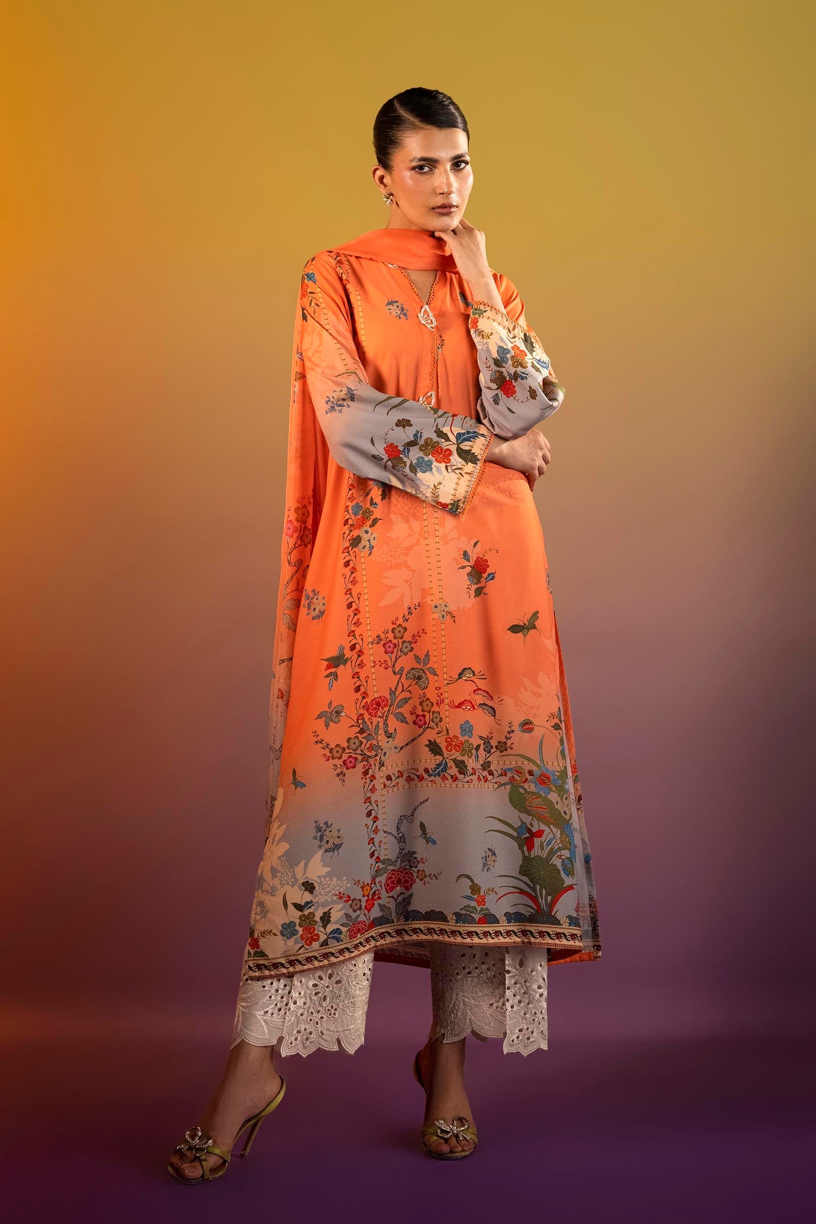 Stitched Printed Crepe Shirt + Dupatta