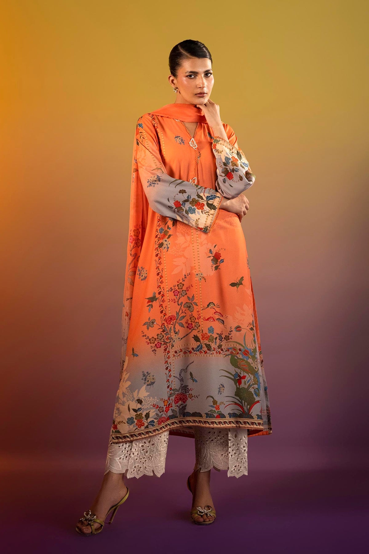 Stitched Printed Crepe Shirt + Dupatta