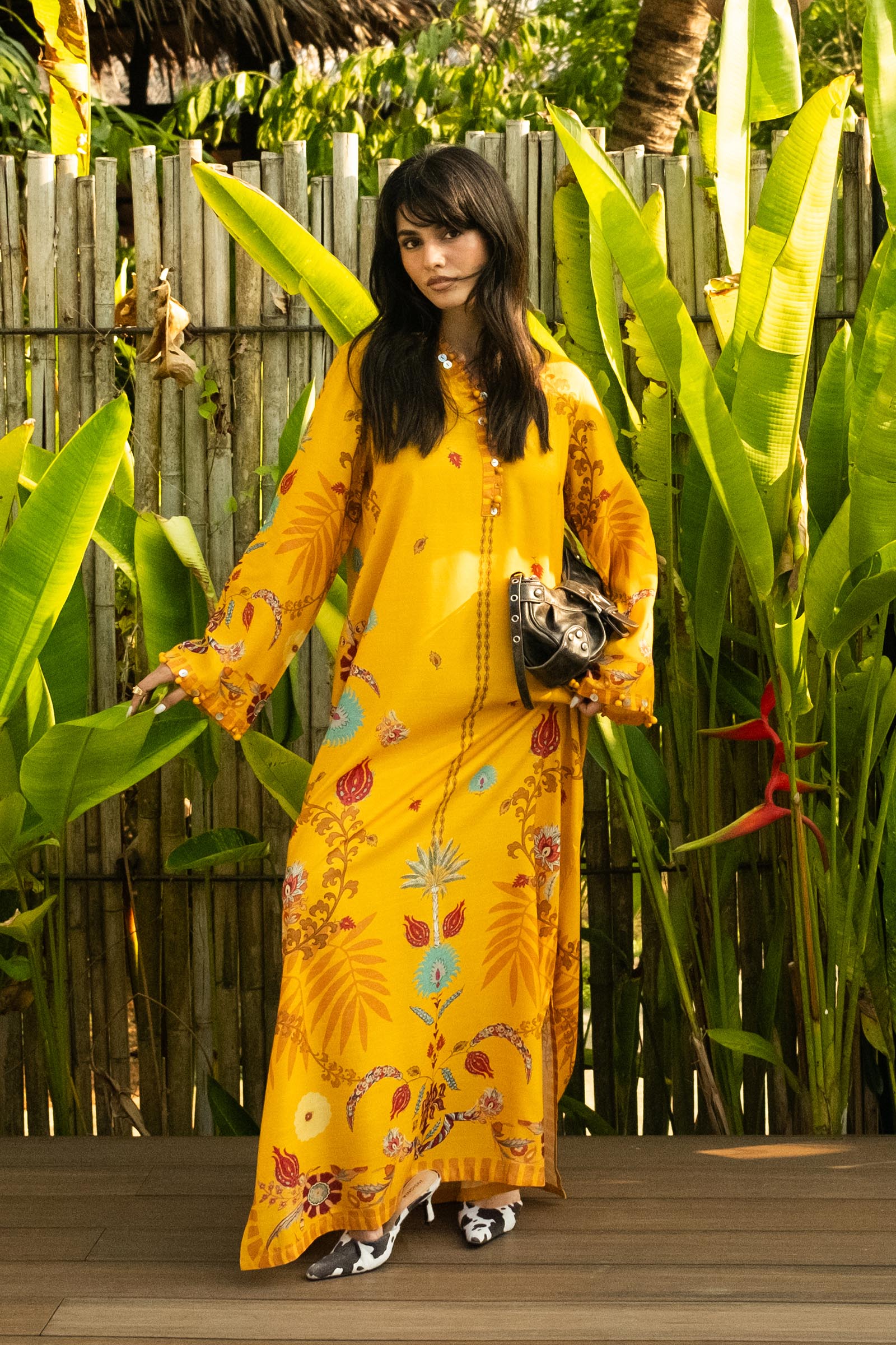 Stitched Printed Raw Silk Shirt