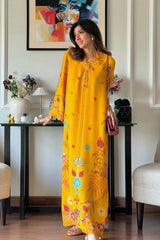 Stitched Printed Raw Silk Shirt
