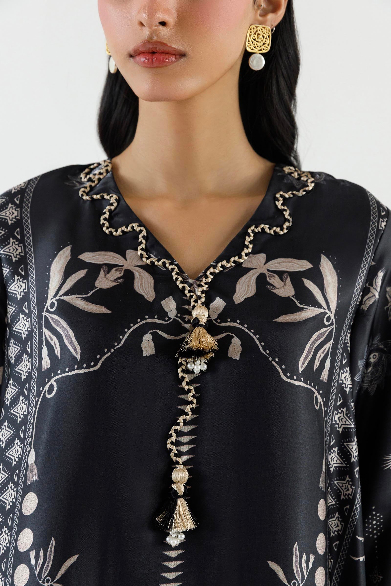 Stitched Printed Satin Shirt+ Culotte