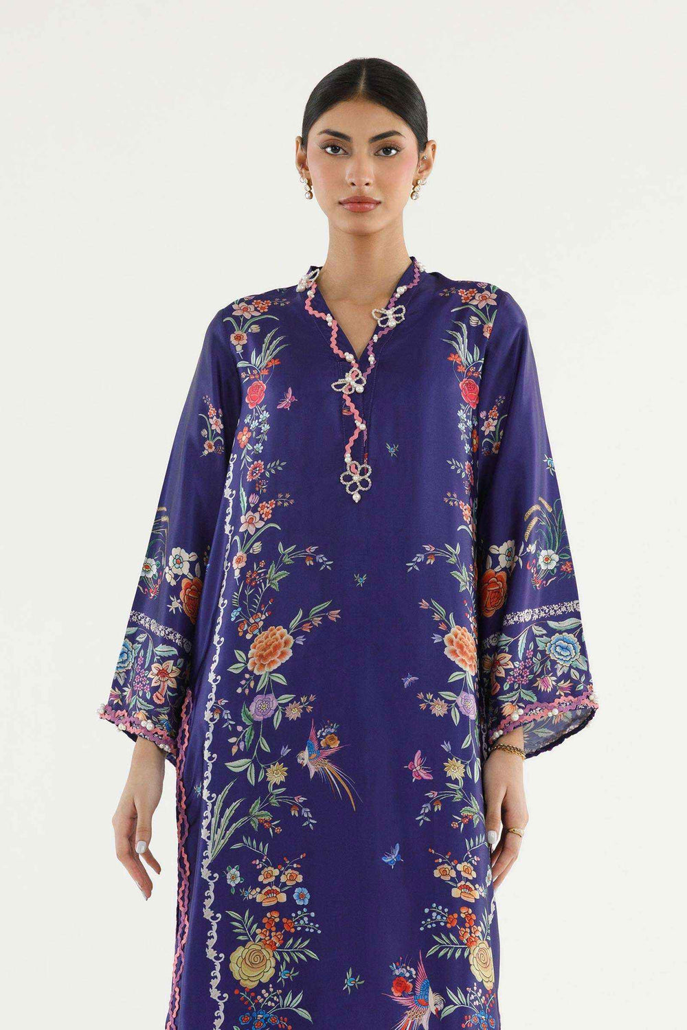Stitched Printed Satin Shirt+ Culotte