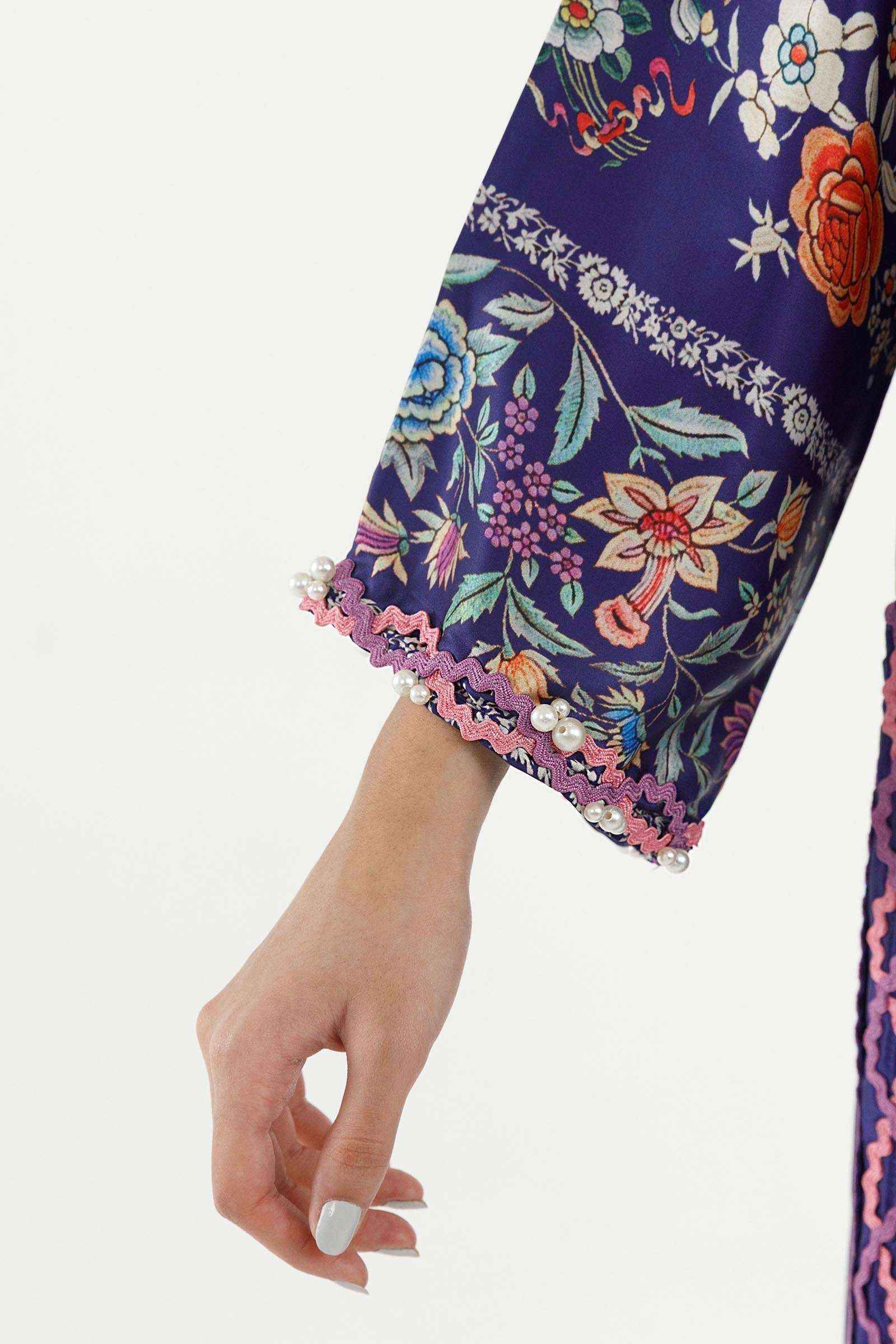 Stitched Printed Satin Shirt+ Culotte
