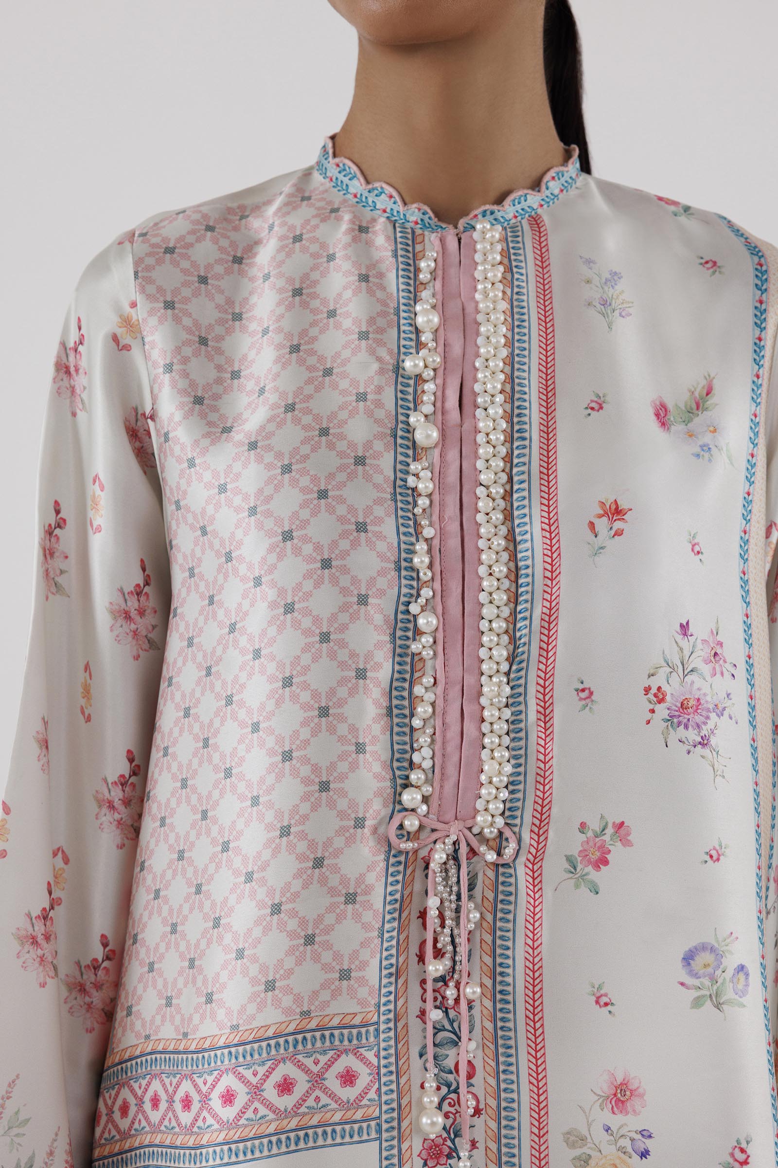 Stitched Printed Satin Shirt+ Culotte