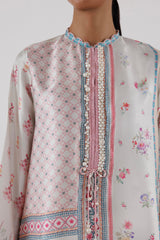 Stitched Printed Satin Shirt+ Culotte