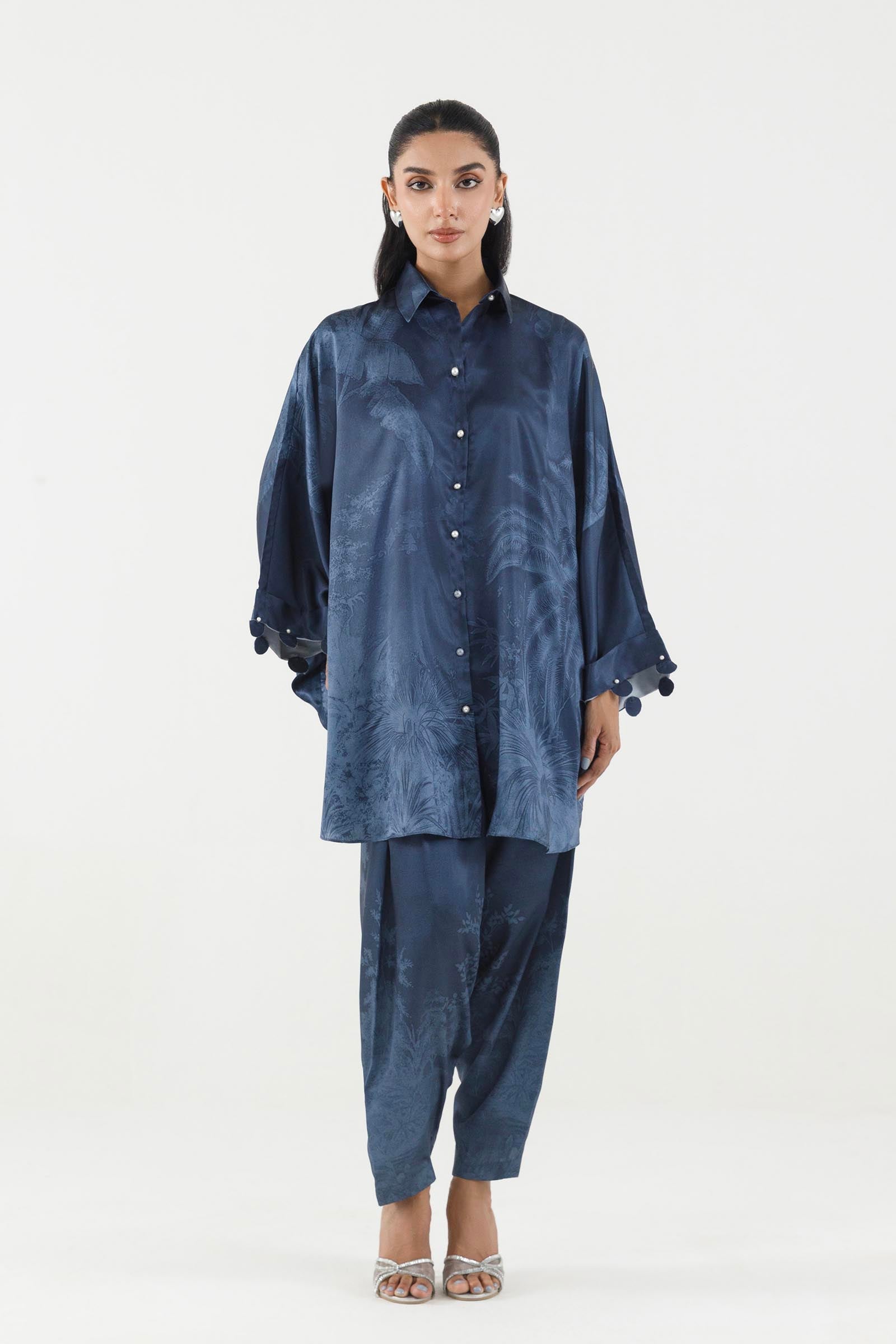 Stitched Printed Satin Shirt+  Shalwar