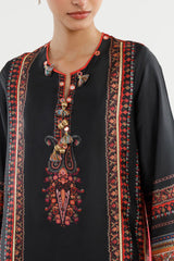 Stitched Printed Satin Shirt+ Dupatta
