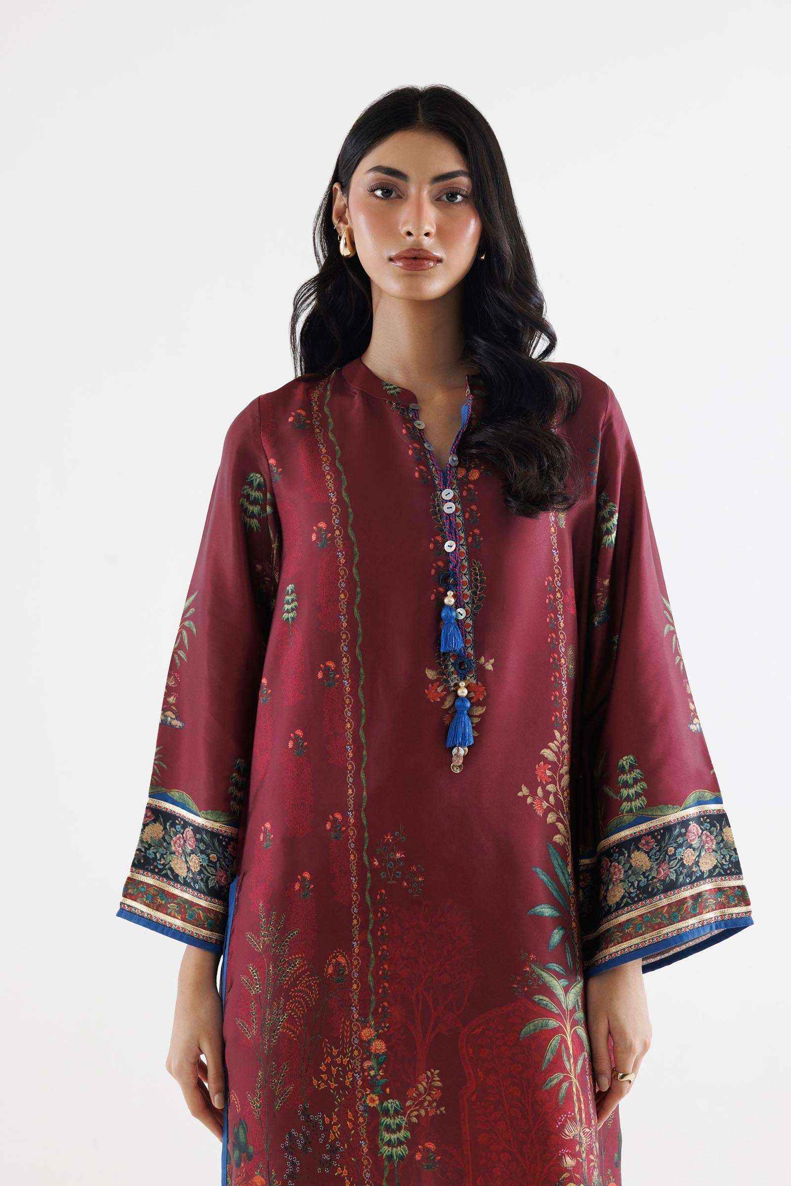 Stitched Printed Satin Shirt+ Culotte