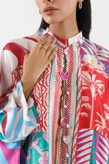 Stitched Printed Satin Shirt+ Culotte