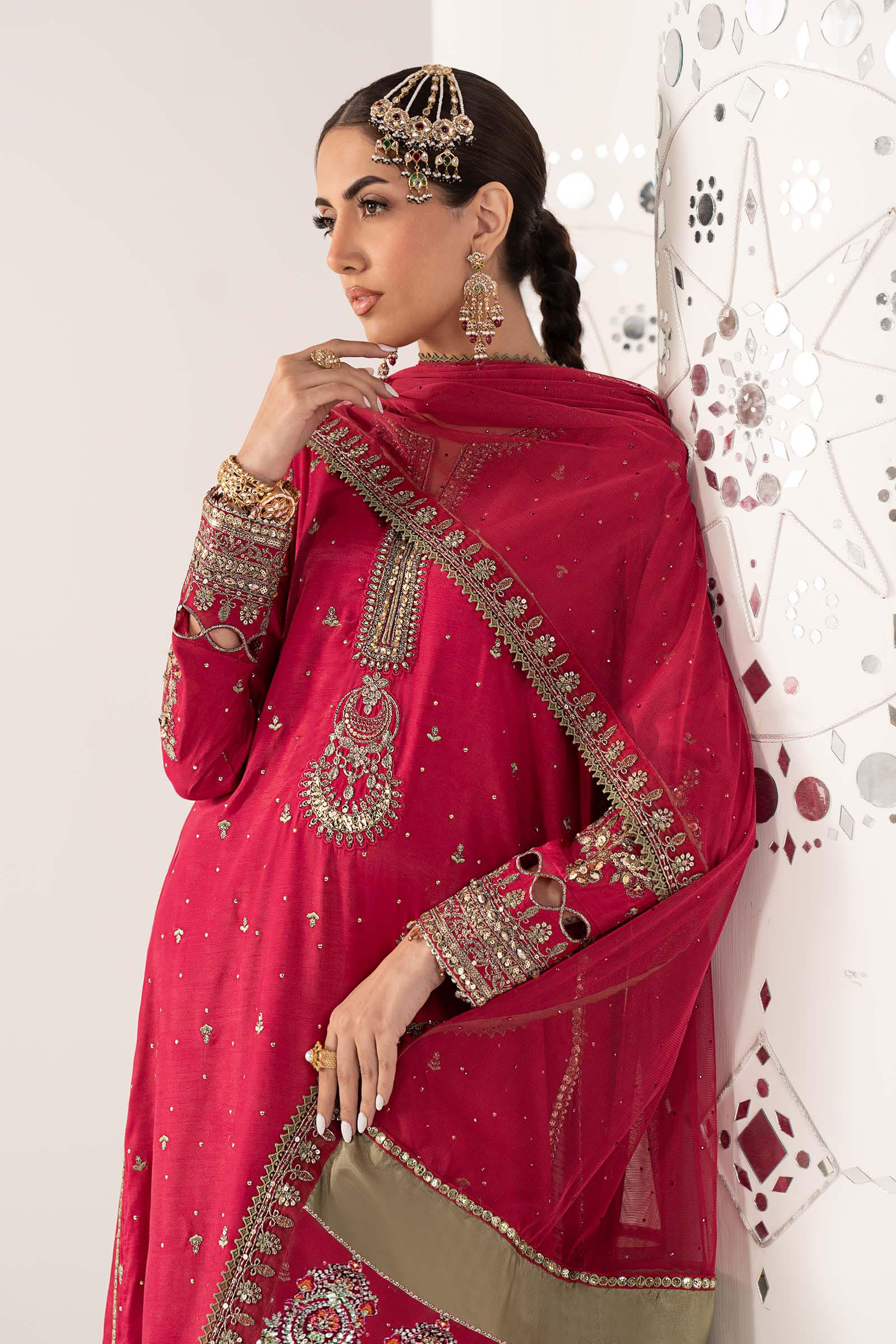 3 Piece Embroidered Raw Silk Suit