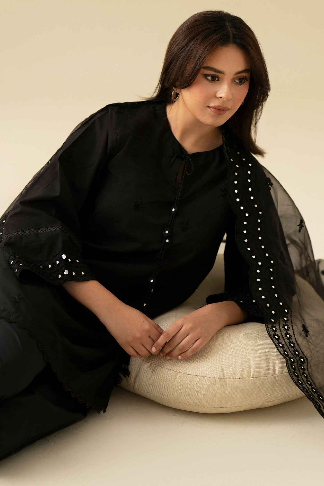 CHARCOAL BLACK-2PC (SHIRT & DUPATTA)