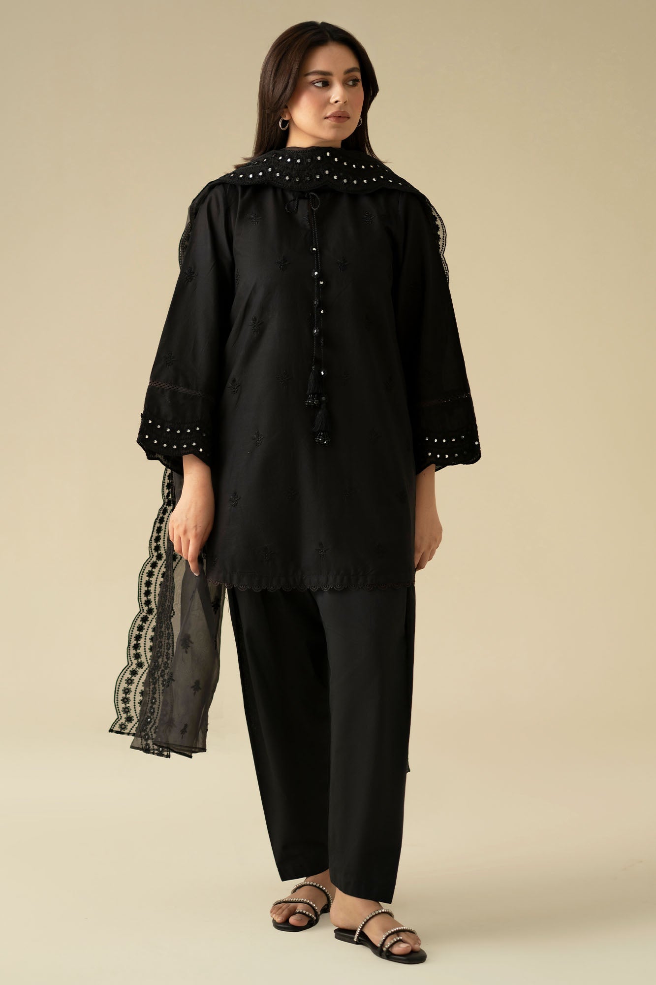 CHARCOAL BLACK-2PC (SHIRT & DUPATTA)