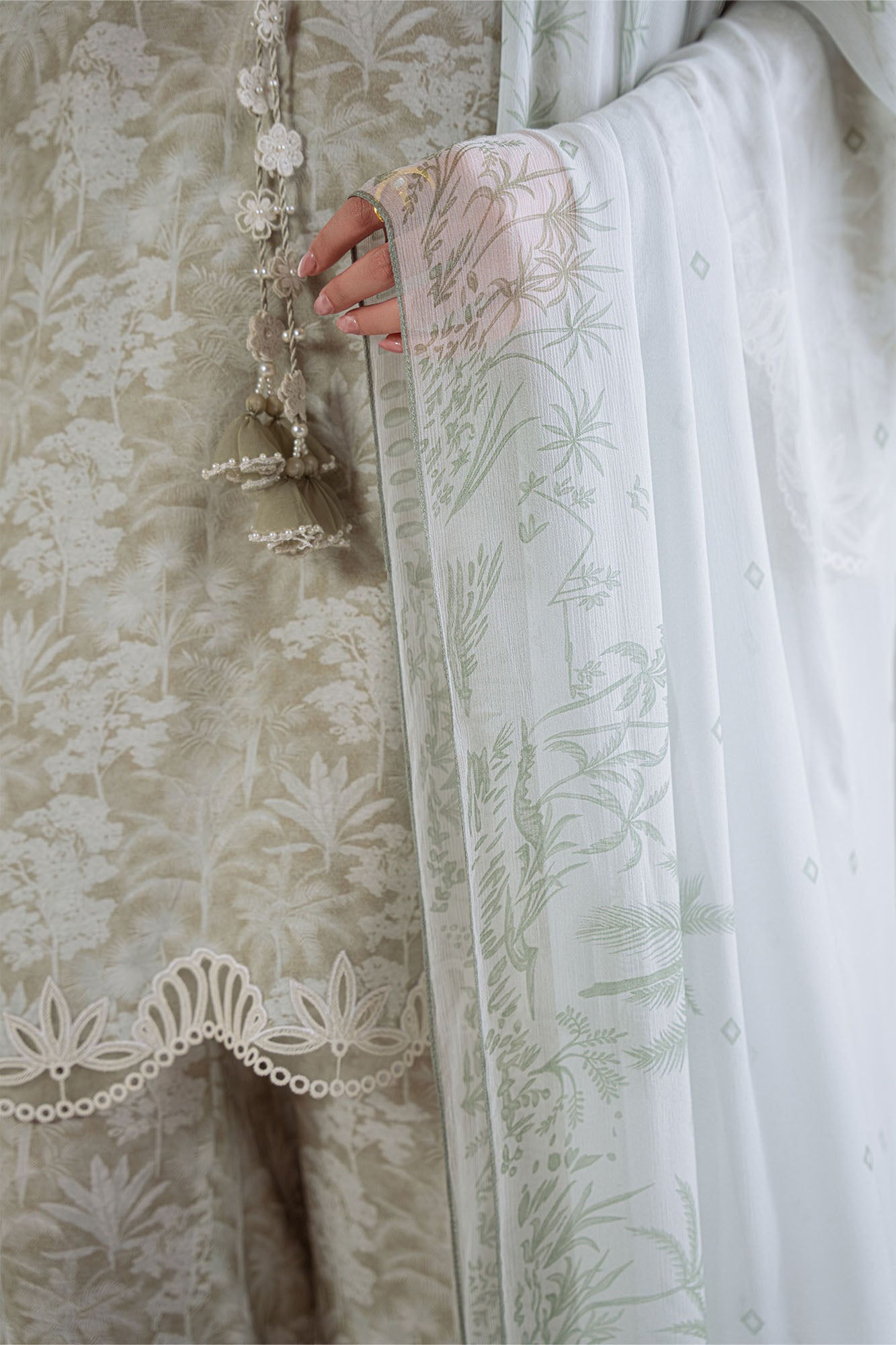 OLIVE HAZE -3PC (SHIRT, TROUSER & DUPATTA)