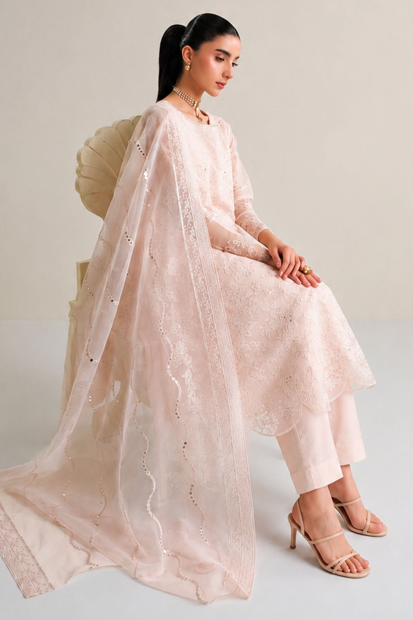 BLUSH SERENITY-3PC (SHIRT, TROUSER & DUPATTA)