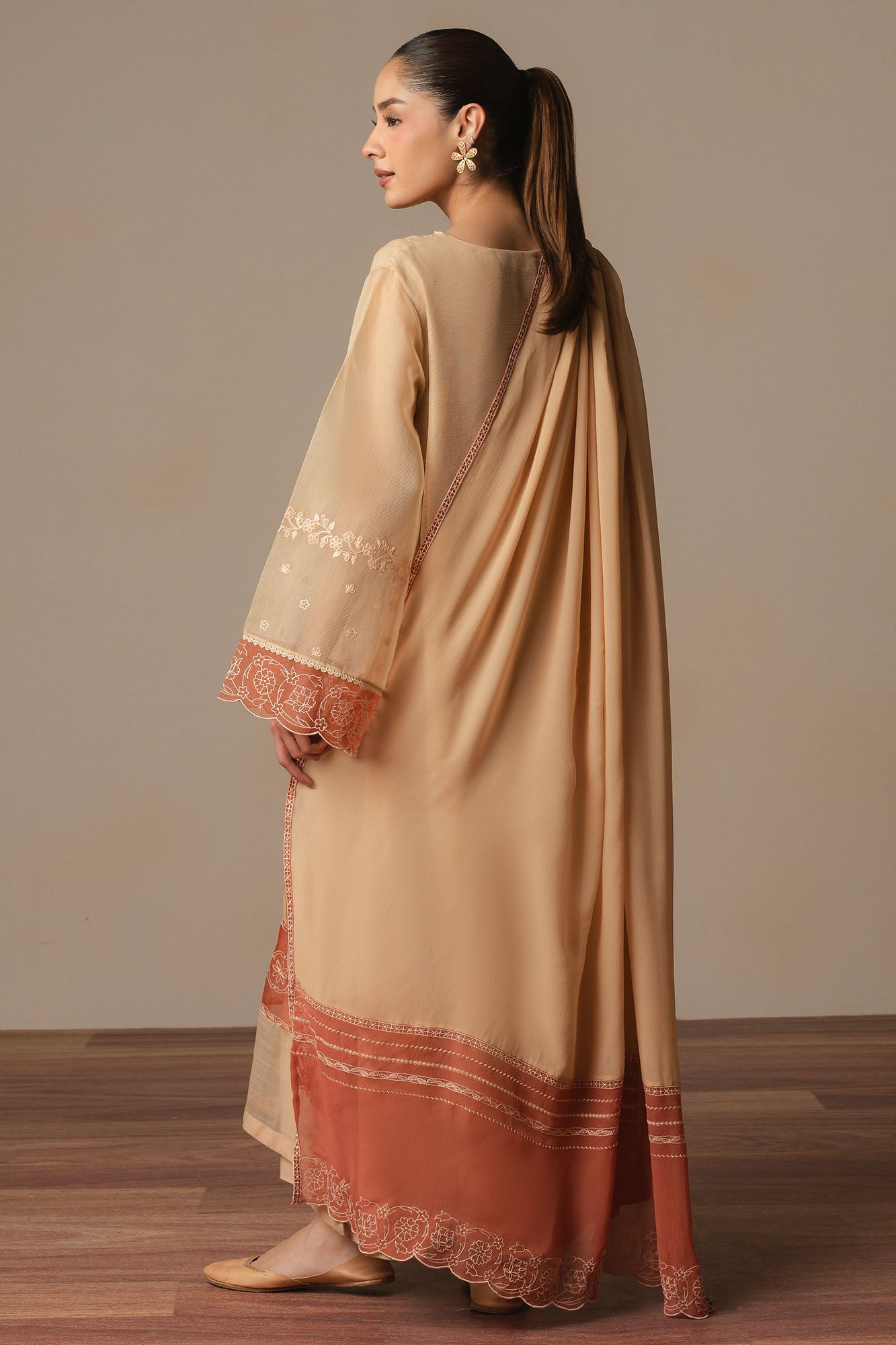 LIGHT TAUPE-3PC (SHIRT, TROUSER & DUPATTA)