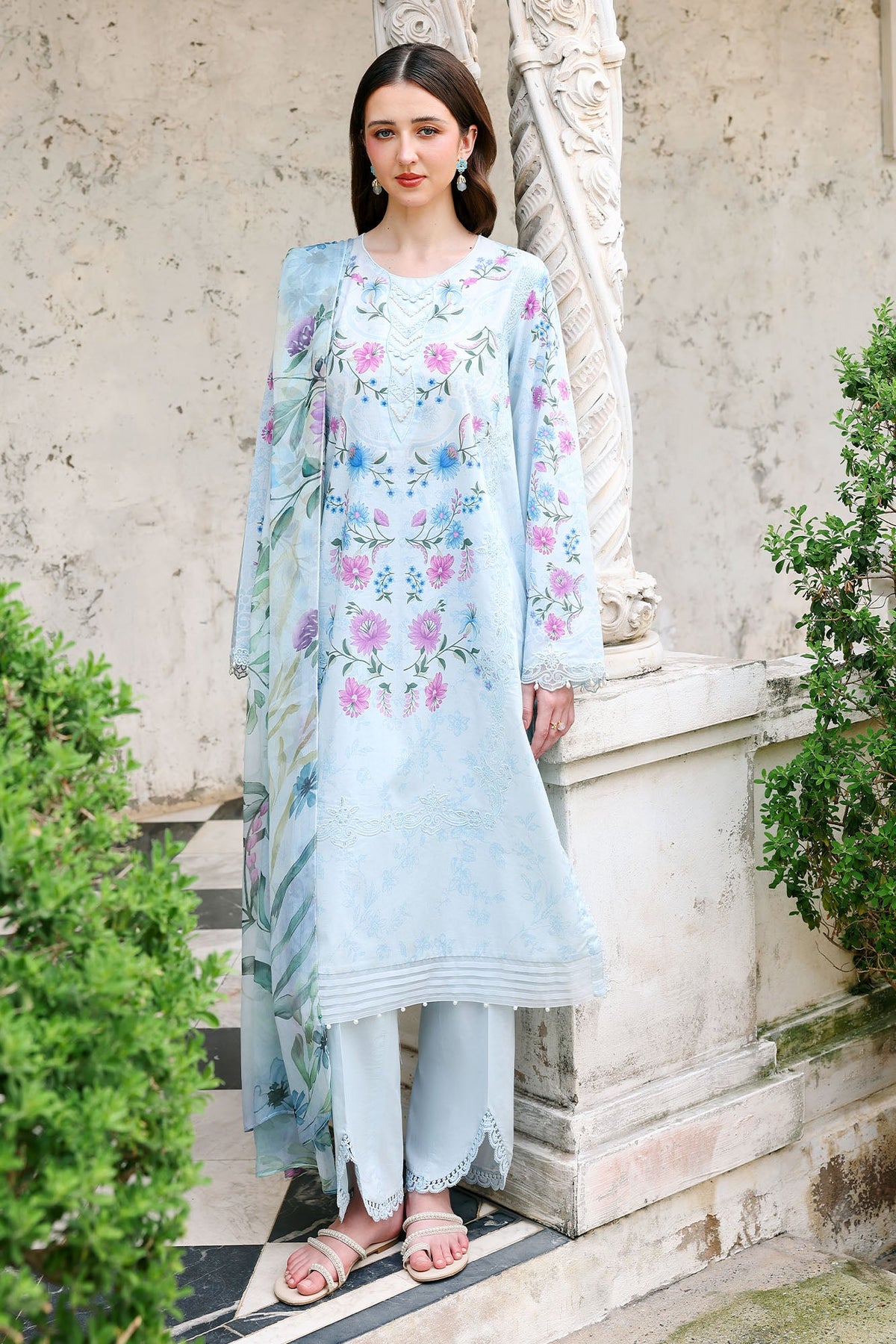 AQUA GLINT-3PC (SHIRT, TROUSER & DUPATTA)