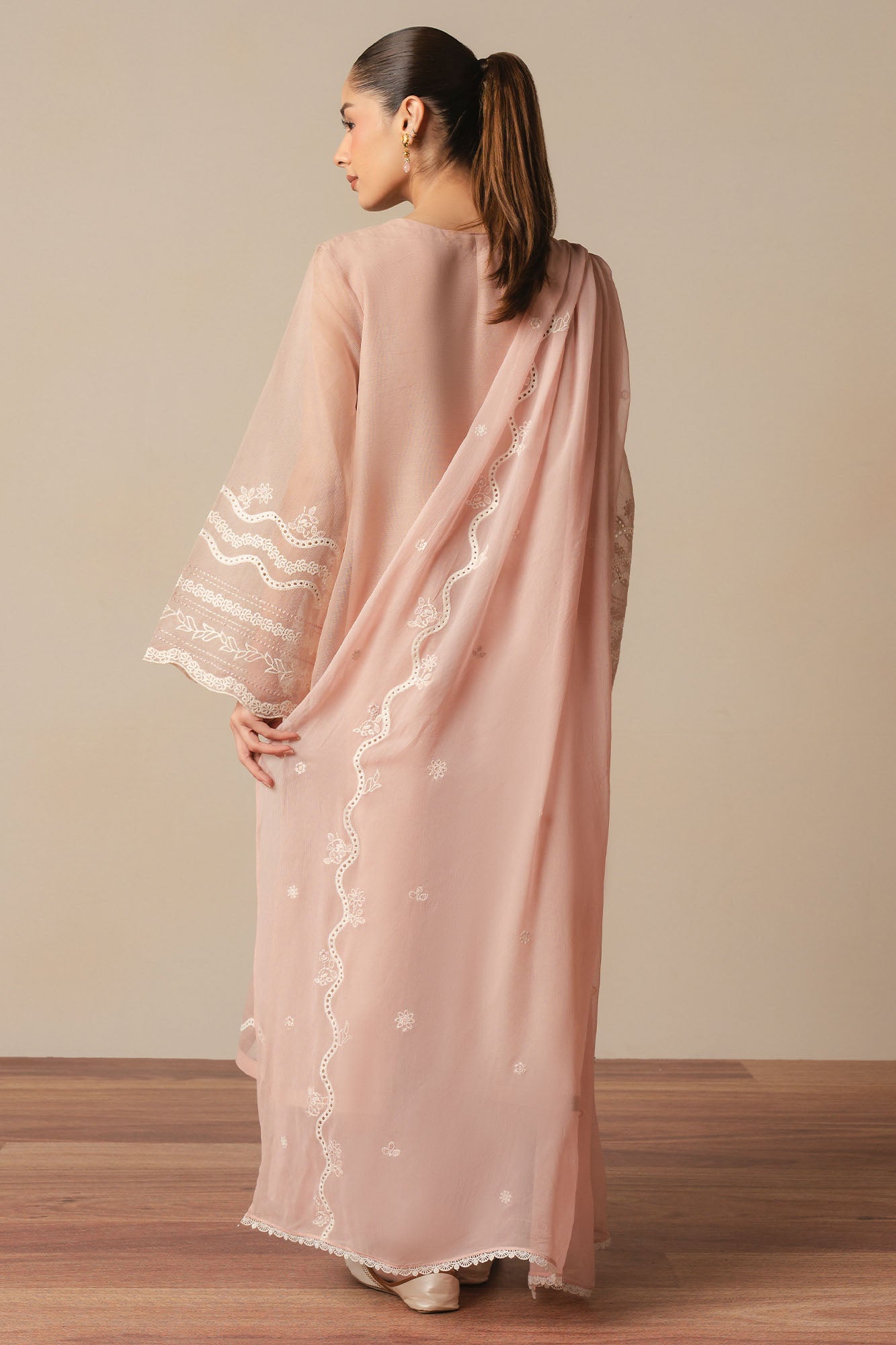 CREAM BLUSH -3PC (SHIRT, TROUSER & DUPATTA)