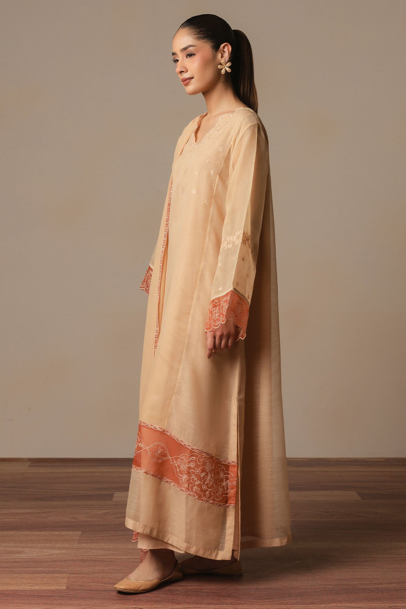 LIGHT TAUPE-3PC (SHIRT, TROUSER & DUPATTA)