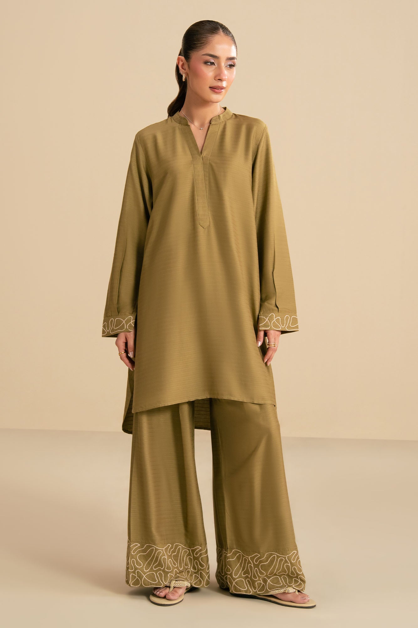DUSKY OLIVE-2PC (SHIRT & TROUSER)