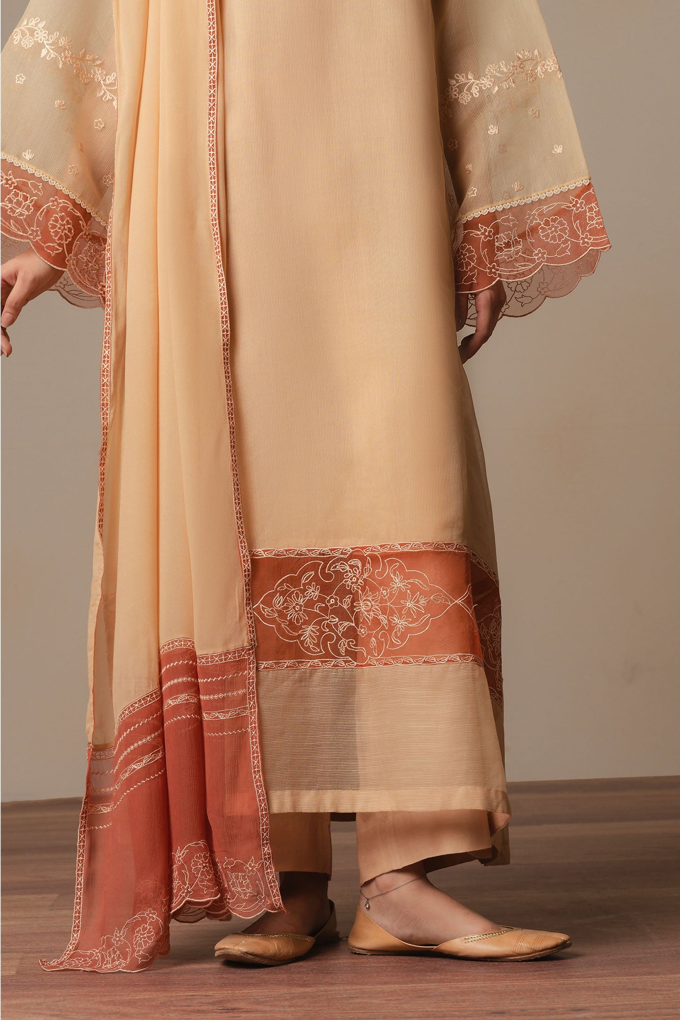 LIGHT TAUPE-3PC (SHIRT, TROUSER & DUPATTA)