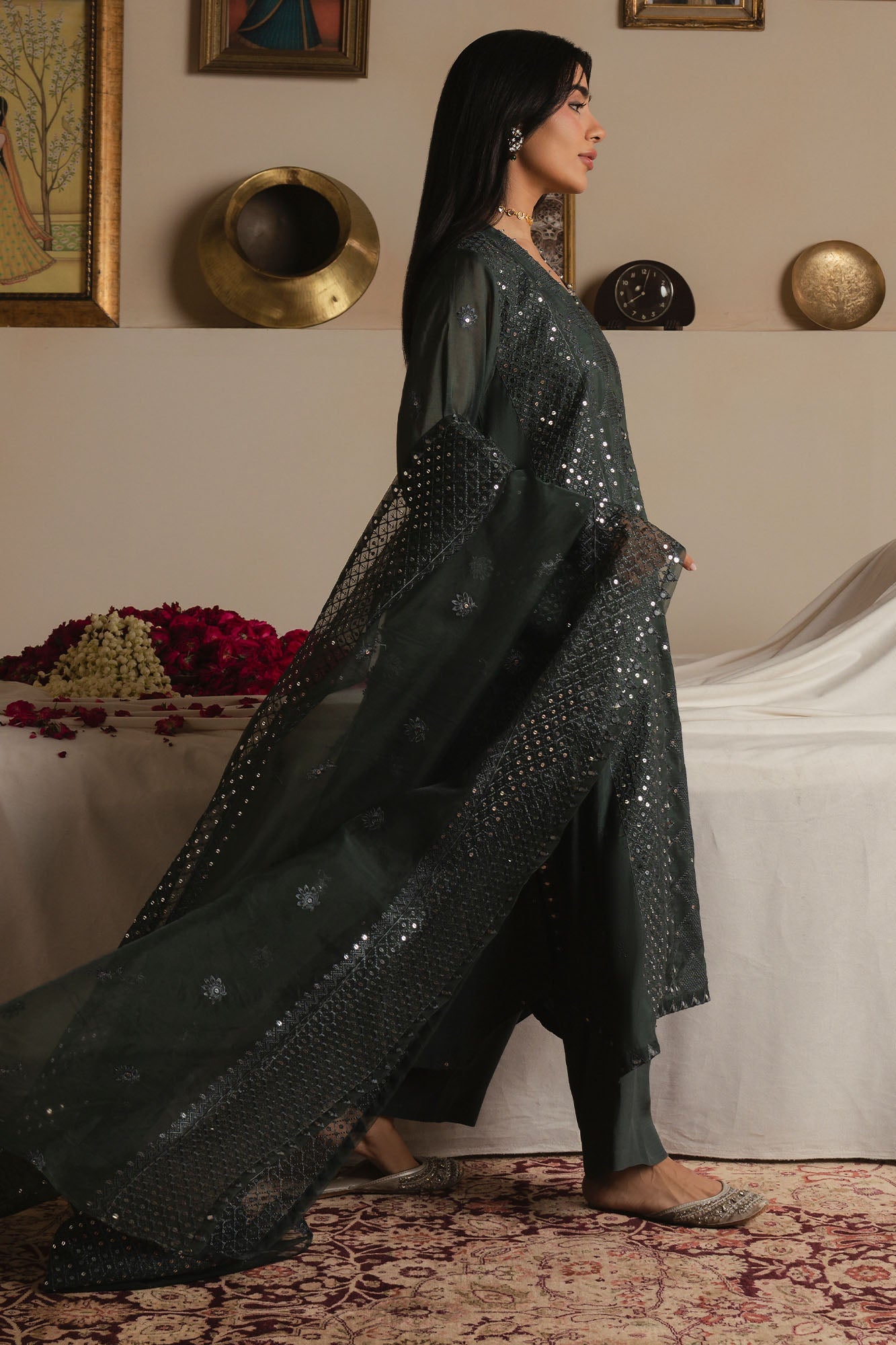 MIDNIGHT MOSS-3PC (SHIRT, TROUSER & DUPATTA)